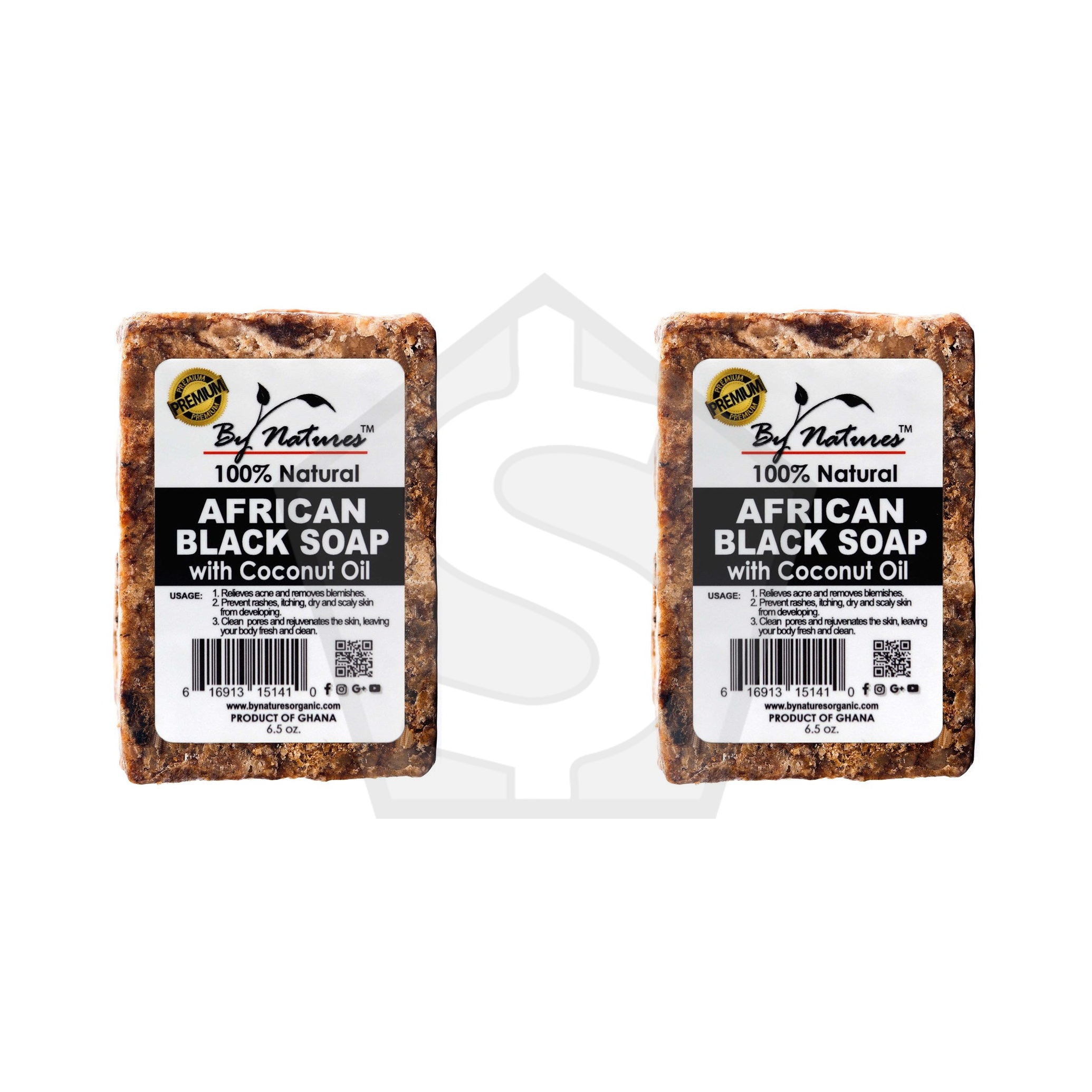 BY NATURES African Black Soap (6.5oz) - Coconut - Pack of 2