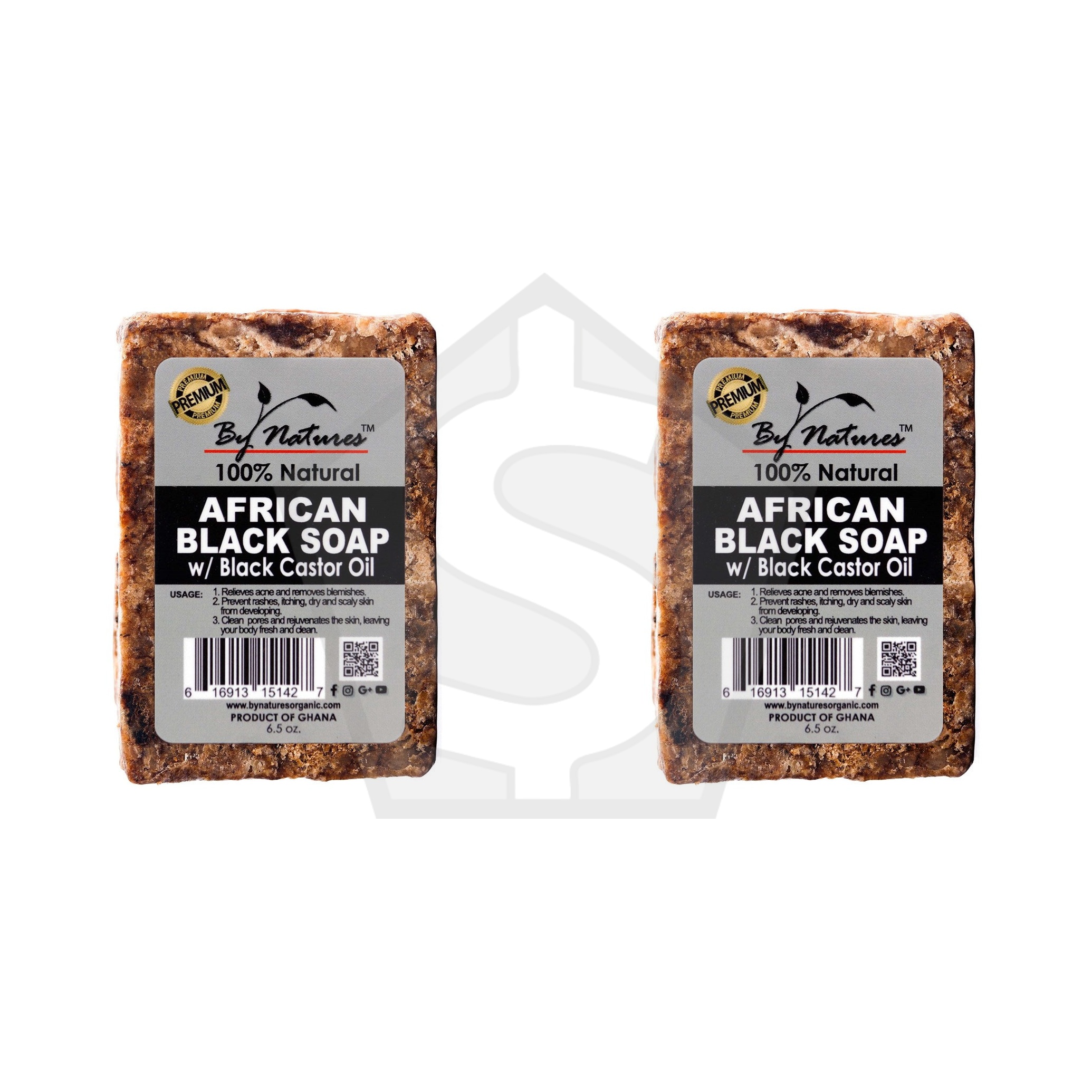 BY NATURES African Black Soap (6.5oz) - Black Castor - Pack of 2