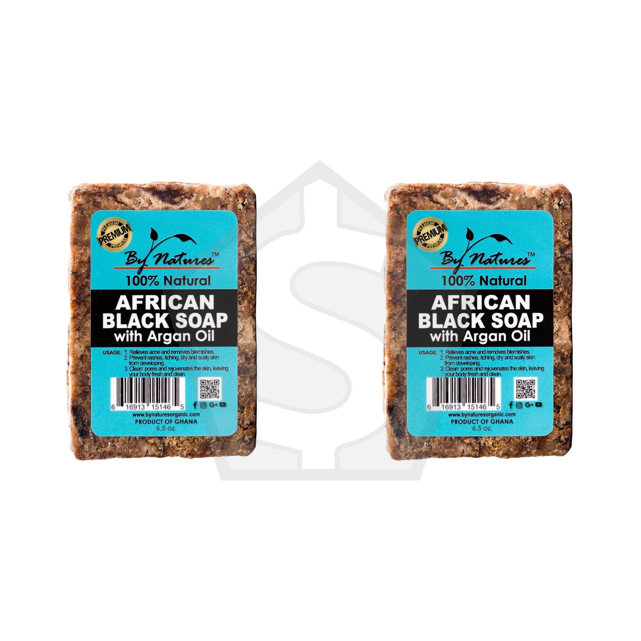 BY NATURES African Black Soap (6.5oz) - Argan - Pack of 2