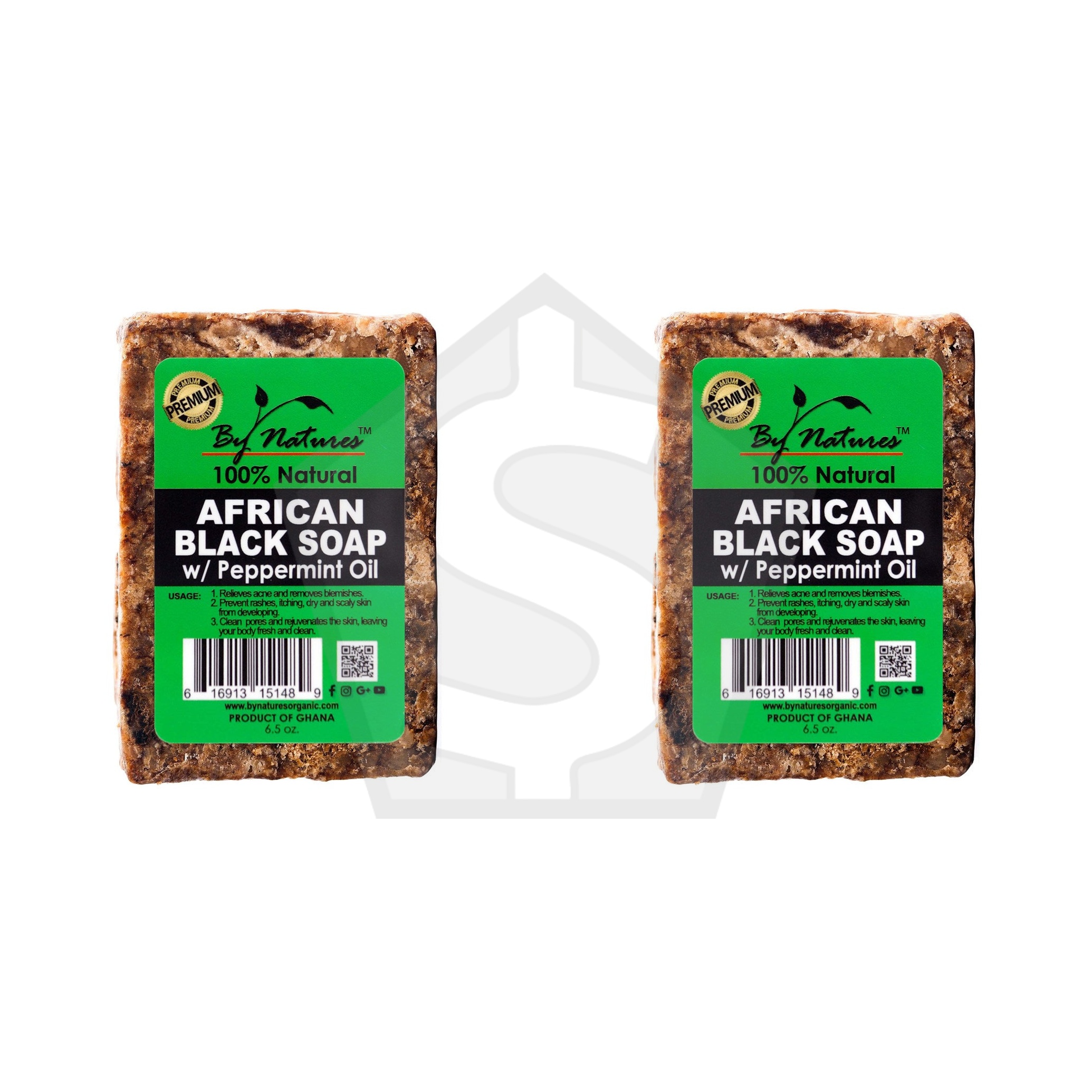 BY NATURES African Black Soap (6.5oz) - Peppermint - Pack of 2