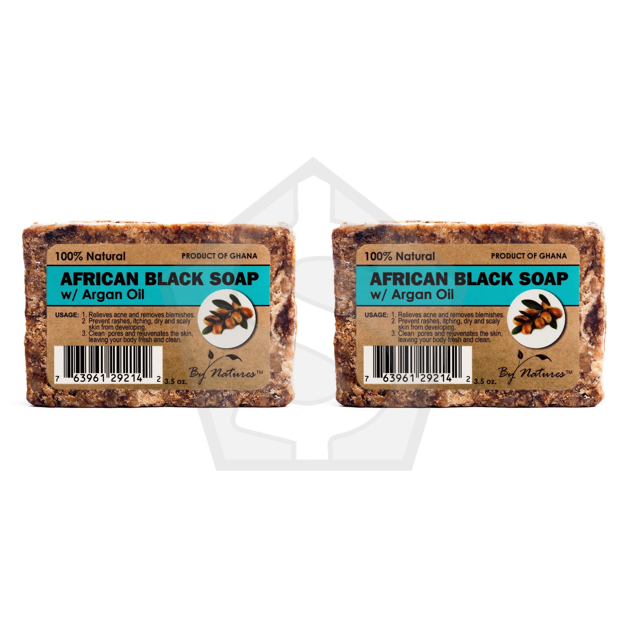 Bundle of 2 - BY NATURES African Black Soap (3.5oz) - Argan