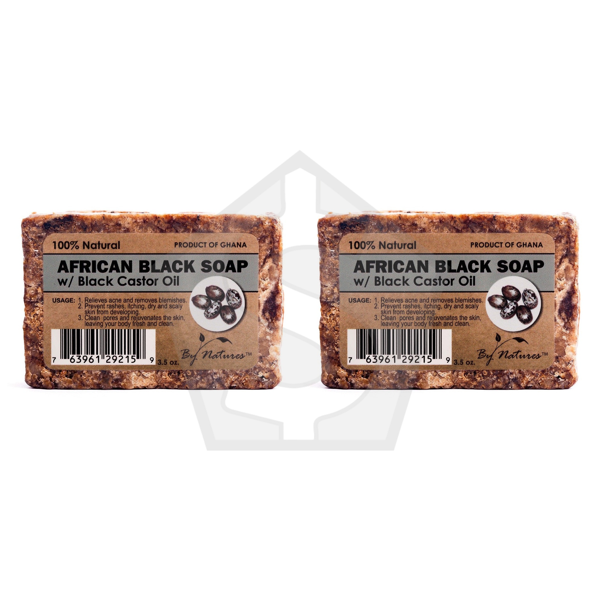 BY NATURES African Black Soap (3.5oz) - Black Castor - Pack of 2