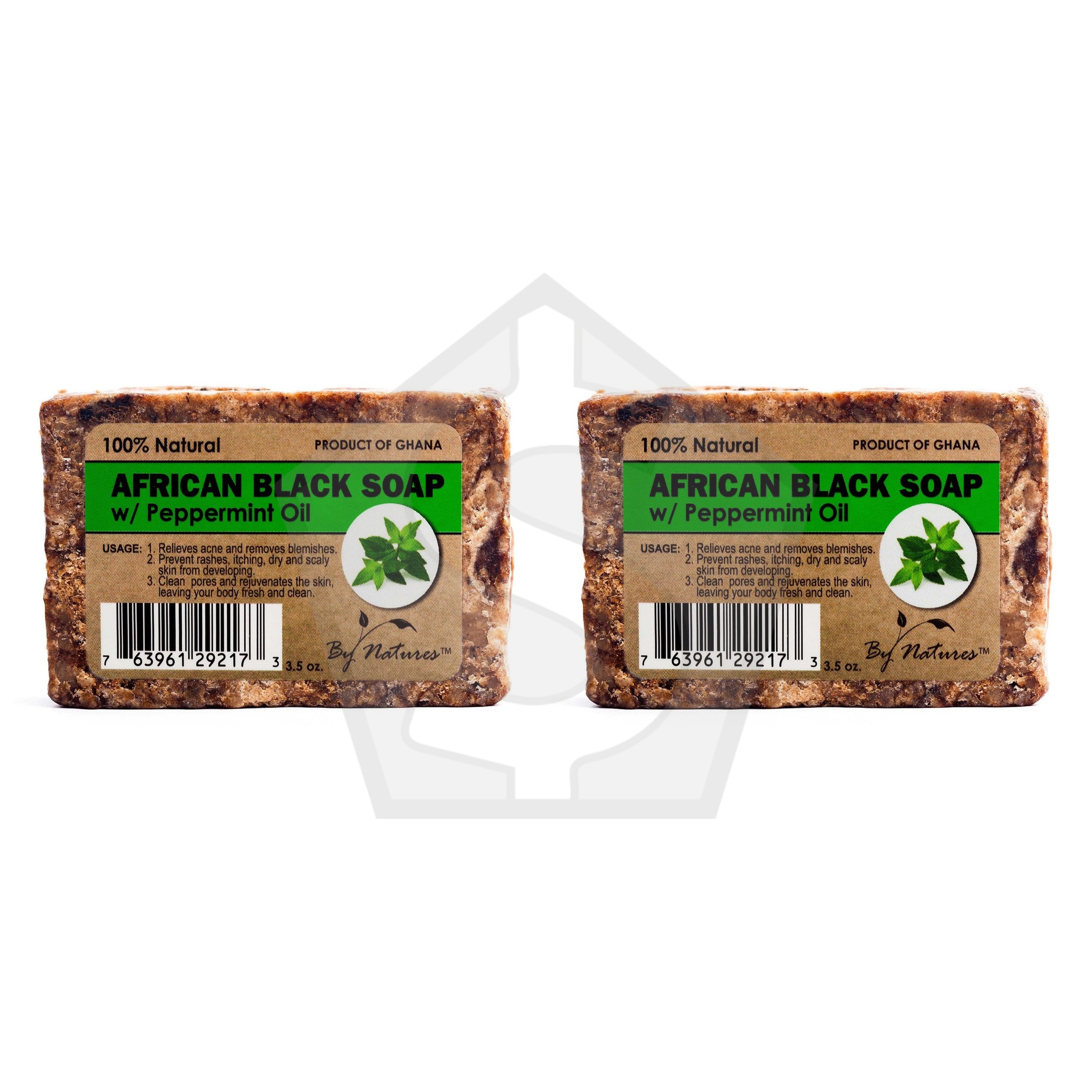 BY NATURES African Black Soap (3.5oz) - Peppermint - Pack of 2