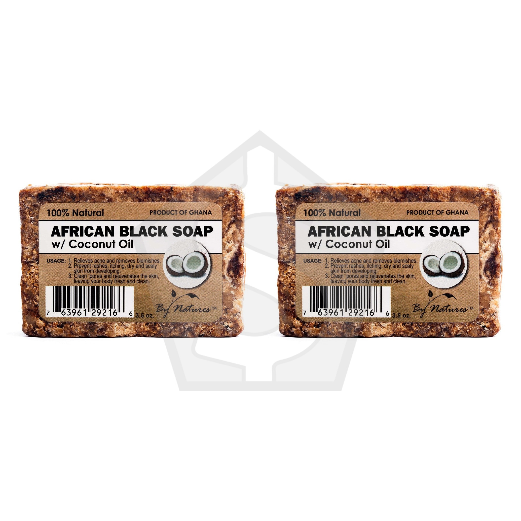 BY NATURES African Black Soap (3.5oz) - Coconut - Pack of 2