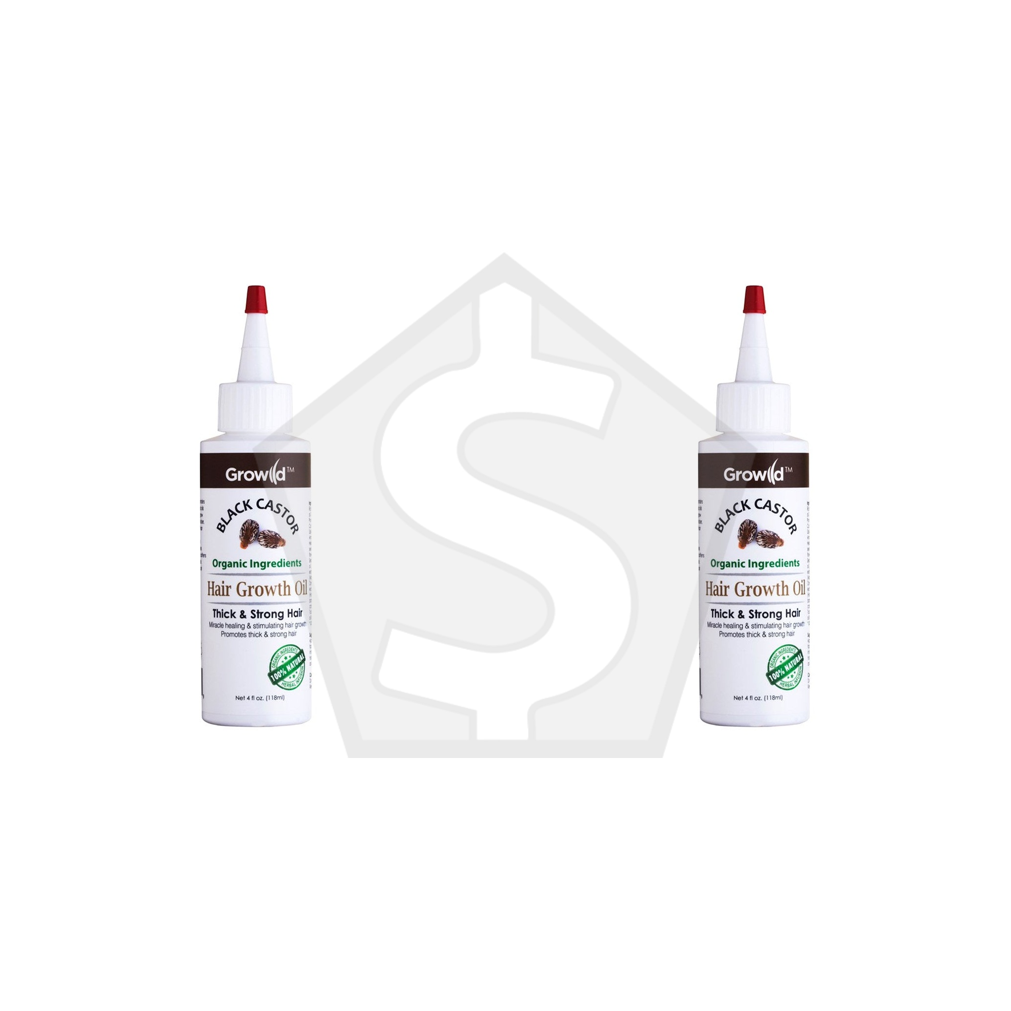 BY NATURES Growild Hair Growth Oil (4oz) - Black Castor - Pack of 2