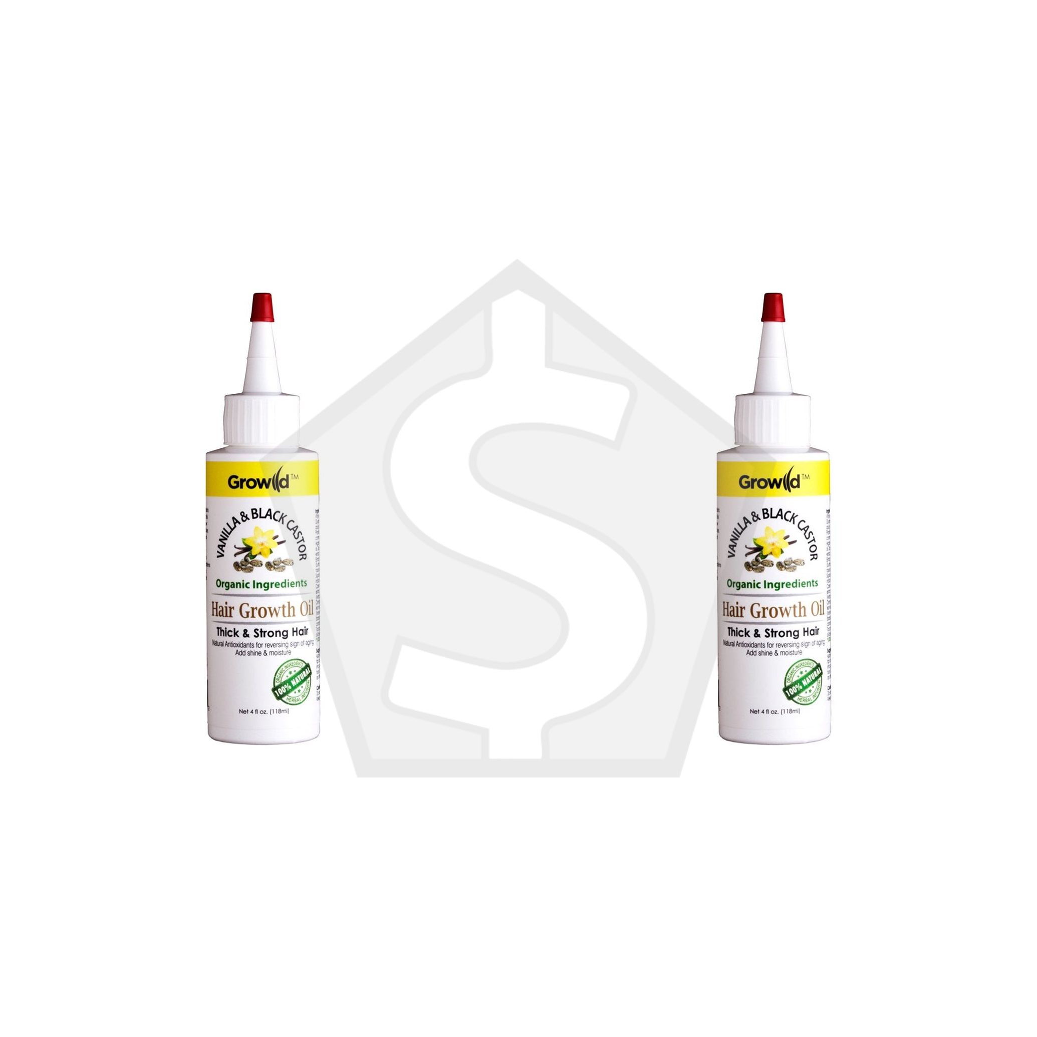 BY NATURES Growild Hair Growth Oil (4oz) - Vanilla and Black Castor - Pack of 2