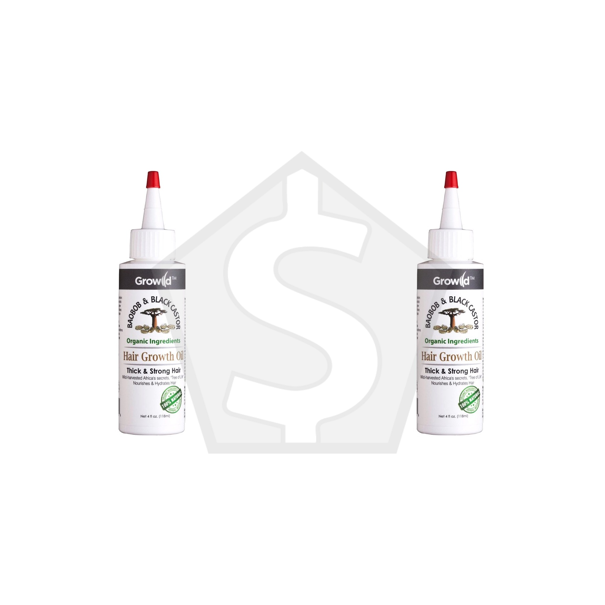 BY NATURES Growild Hair Growth Oil (4oz) - Baobob and Black Castor - Pack of 2