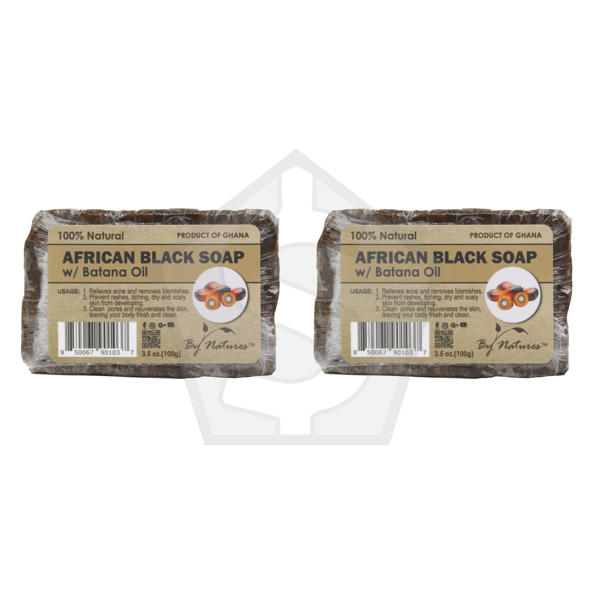 BY NATURES African Black Soap (3.5oz) - Bantana - Pack of 2