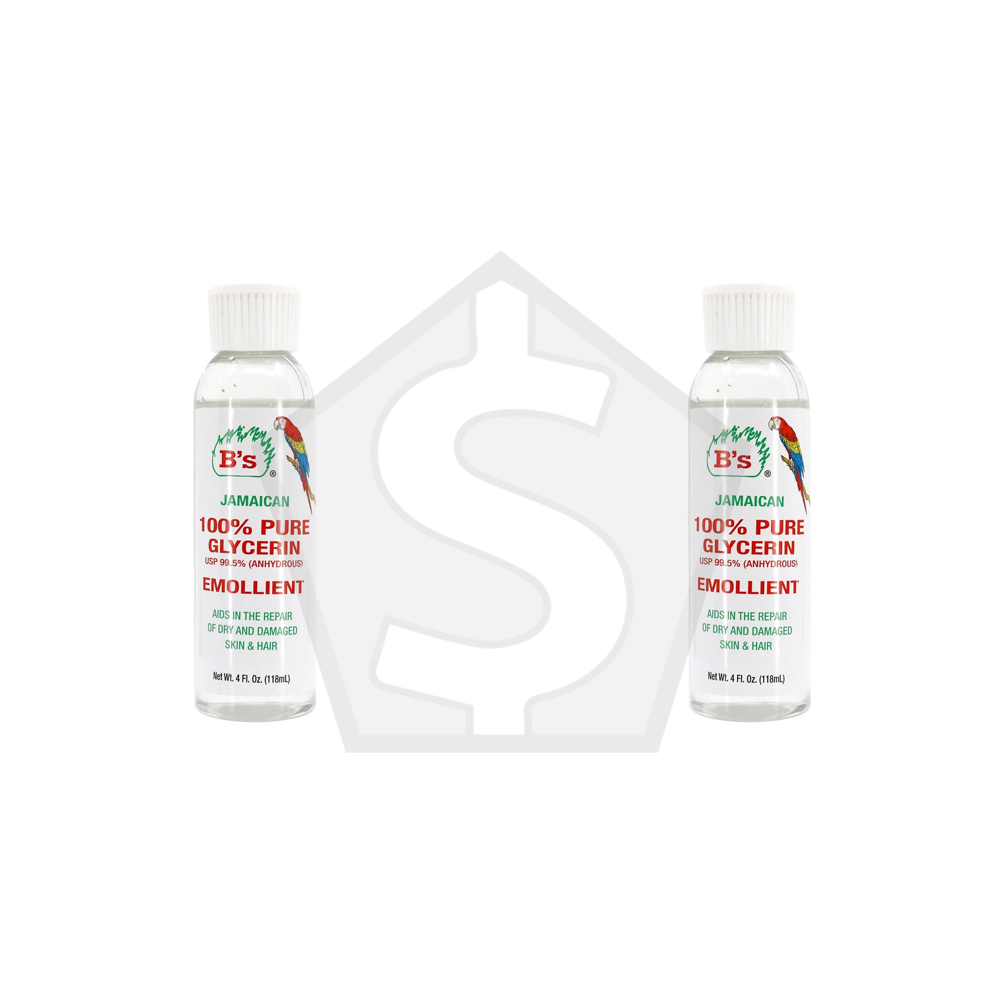 B'S ORGANIC Jamaican 100% Pure Glycerin (4oz) - Pack of 2