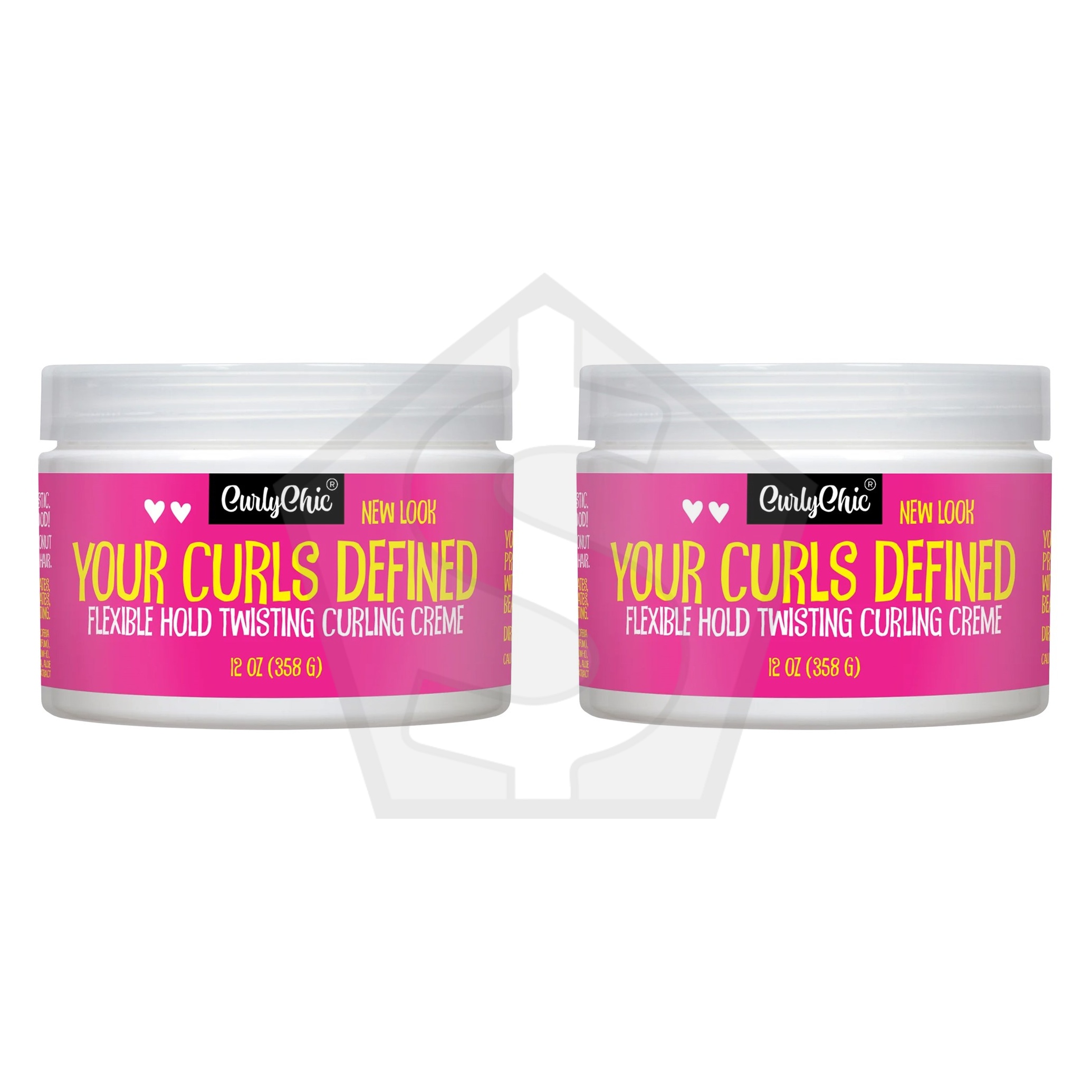 Bundle of 2 - CURLY CHIC Your Curls Defined Flexible Hold Twisting Curling Creme (12oz)
