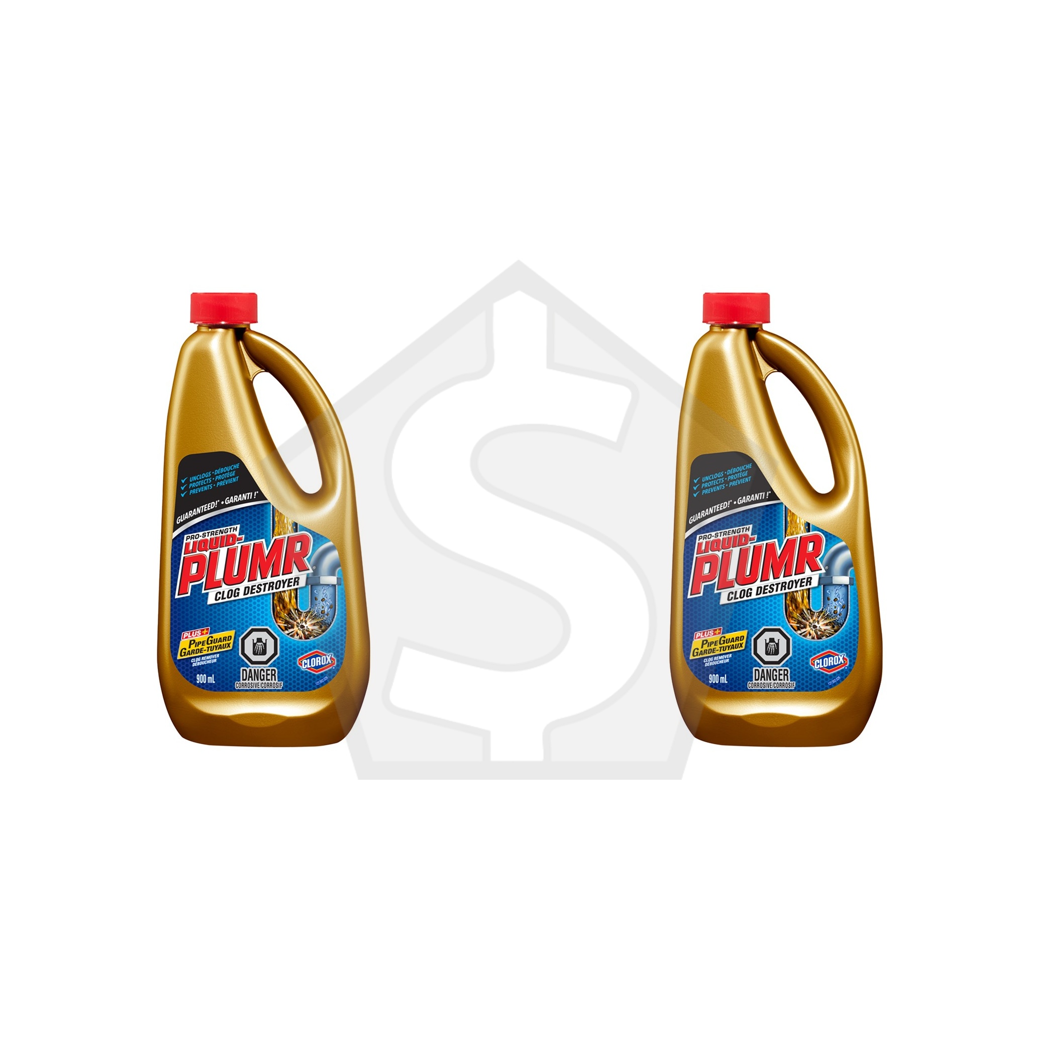 CLOROX LIQUID PLUMR Clog Destroyer + Pipe Guard - 900ml - Pack of 2