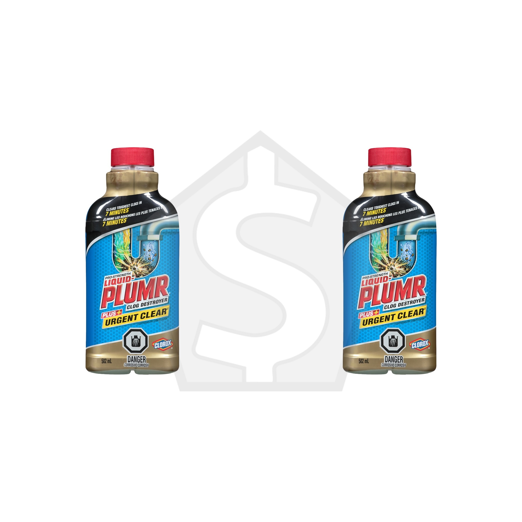 Bundle of 2 - CLOROX LIQUID PLUMR Clog Destroyer + Urgent Clear (502ML)