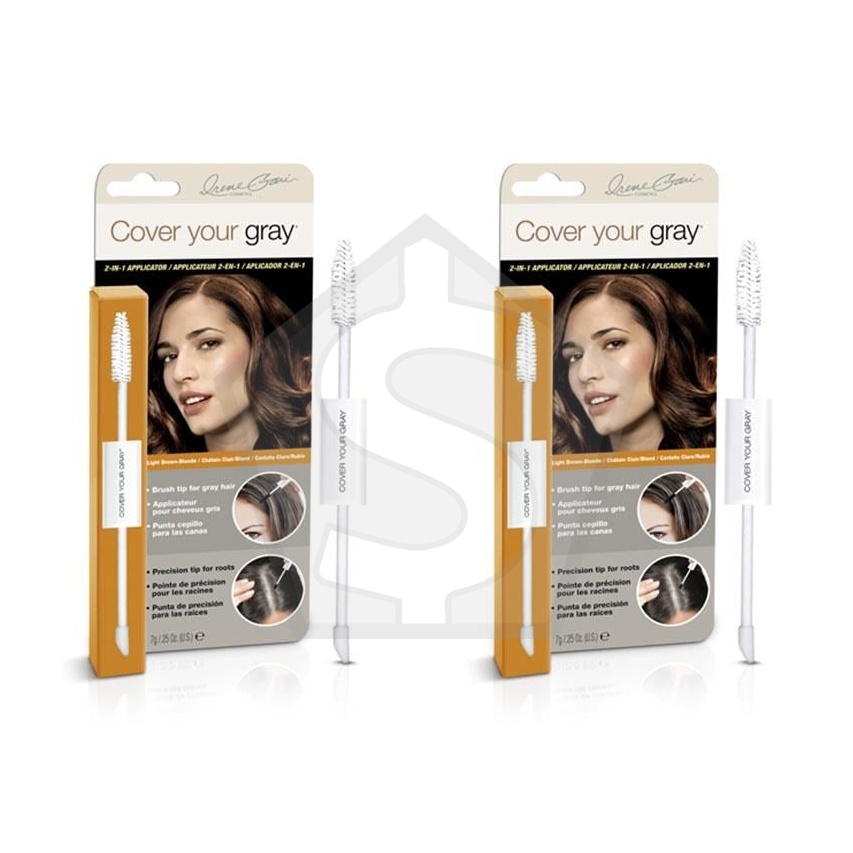 COVER YOUR GRAY 2-IN-1 Wand and Sponge Tip Applicator - Light Brown - Pack of 2
