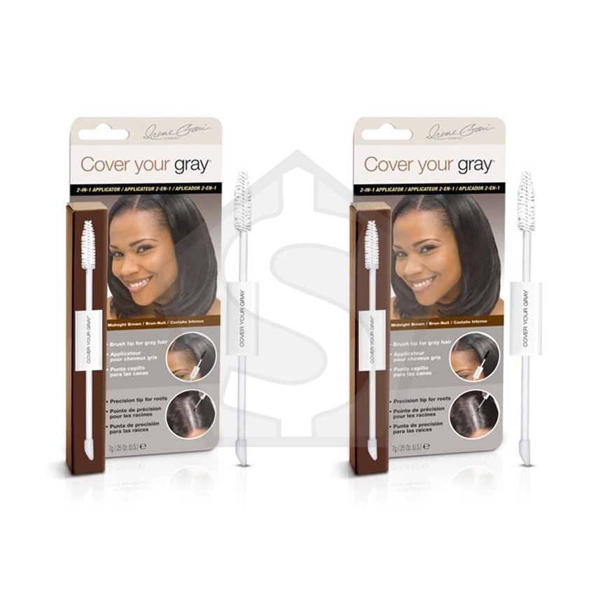 COVER YOUR GRAY 2-IN-1 Wand and Sponge Tip Applicator - Midnight Brown - Pack of 2