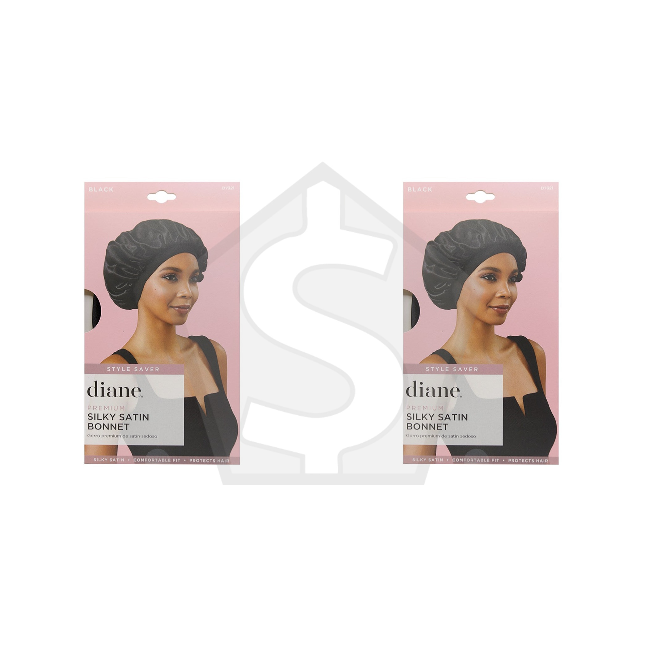 DIANE Premium Silky Satin Bonnet - Black - Pack of 2