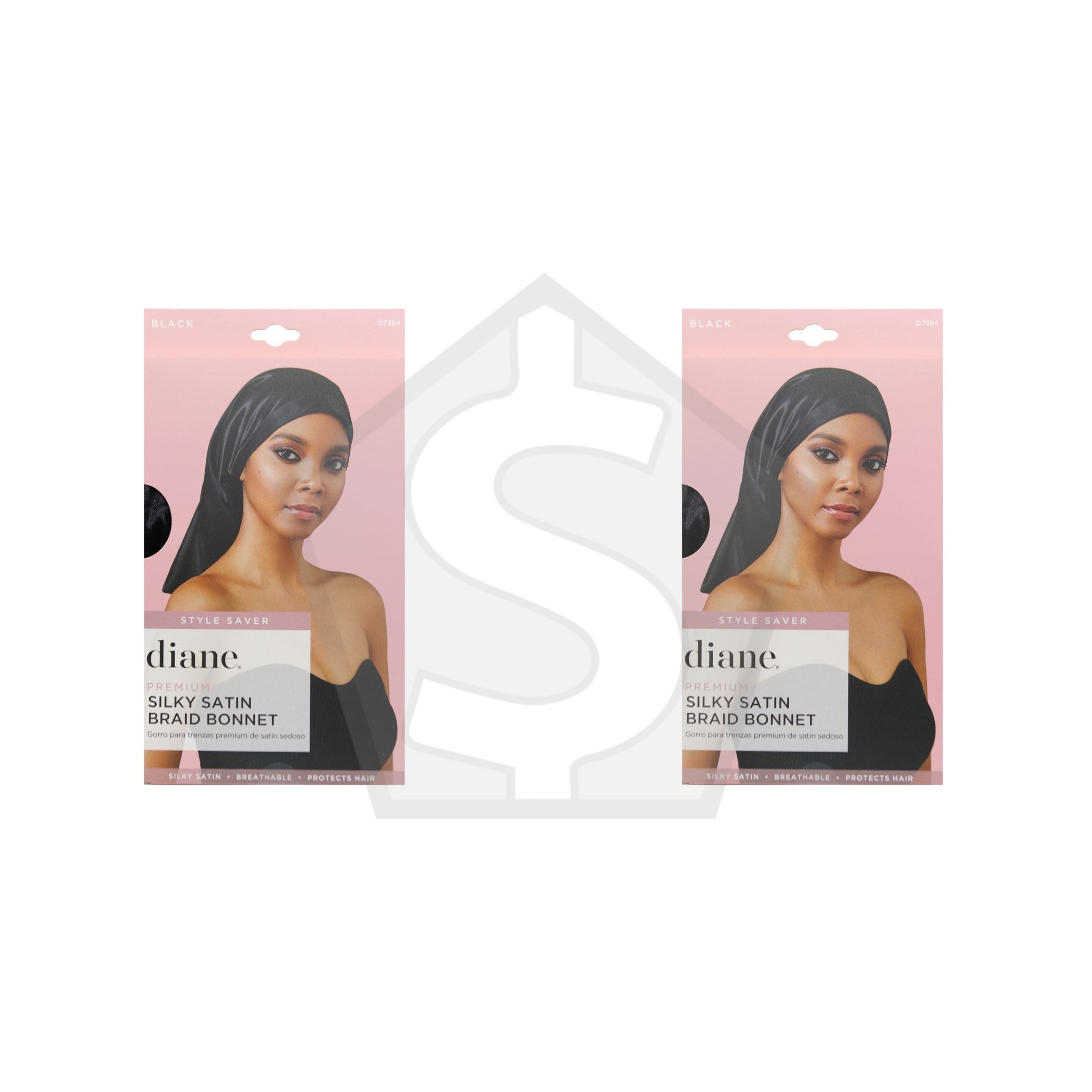 Bundle of 2 - DIANE Premium Silky Satin Braid Bonnet Black