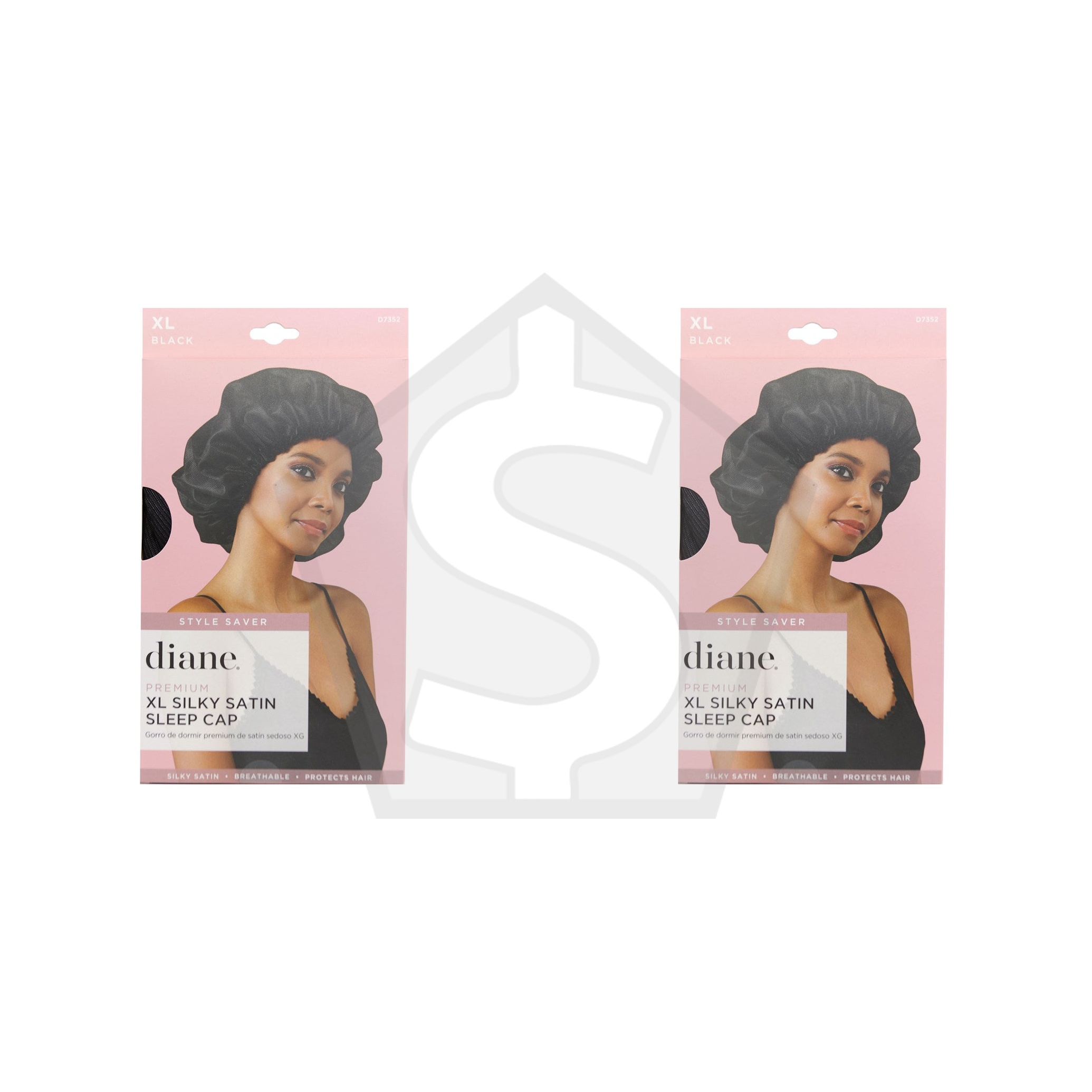 Bundle of 2 - DIANE Premium XL Silky Satin Sleep Cap Black