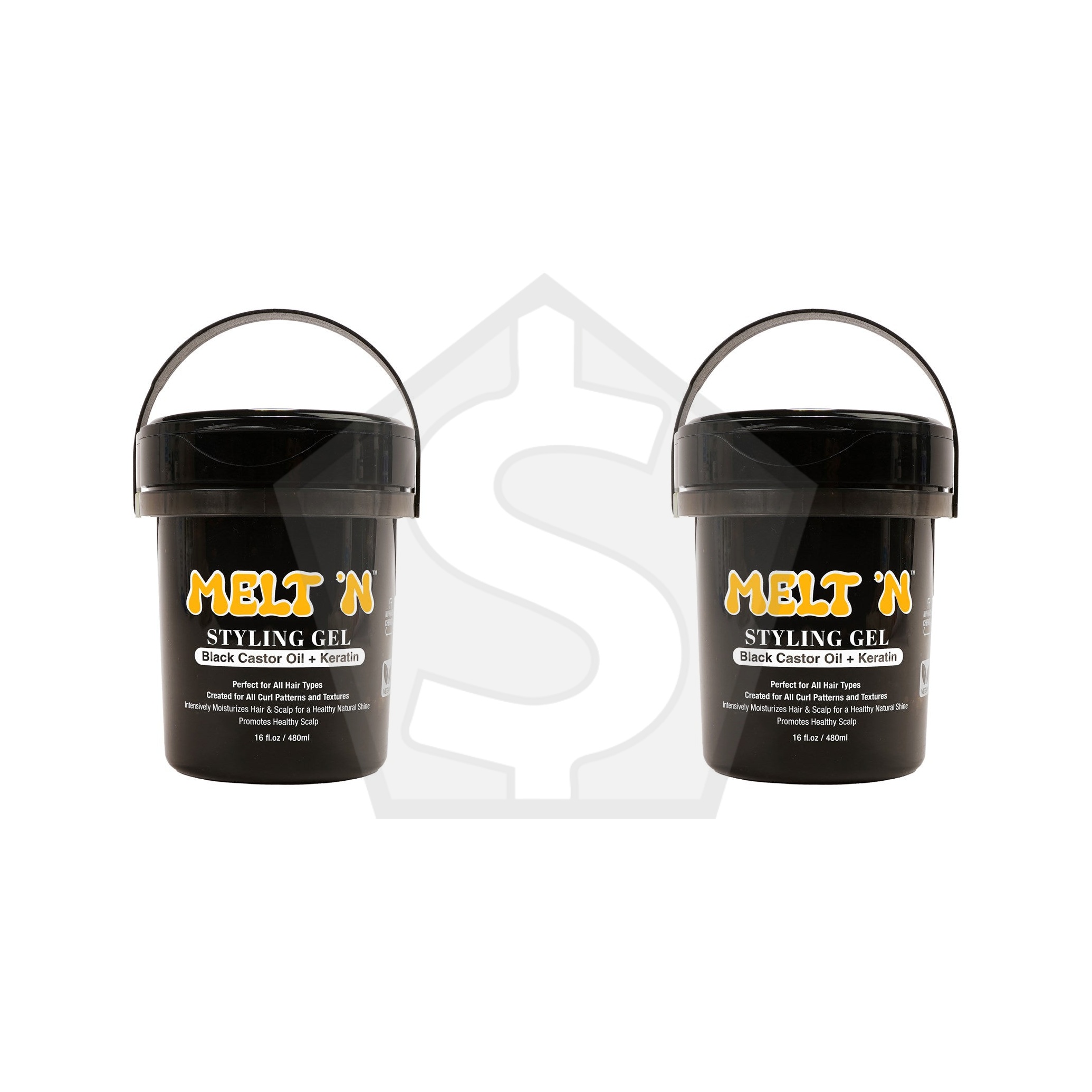 EBIN MELT'N Styling Gel - Black [Black Castor Oil + Keratin] / 16oz - Pack of 2