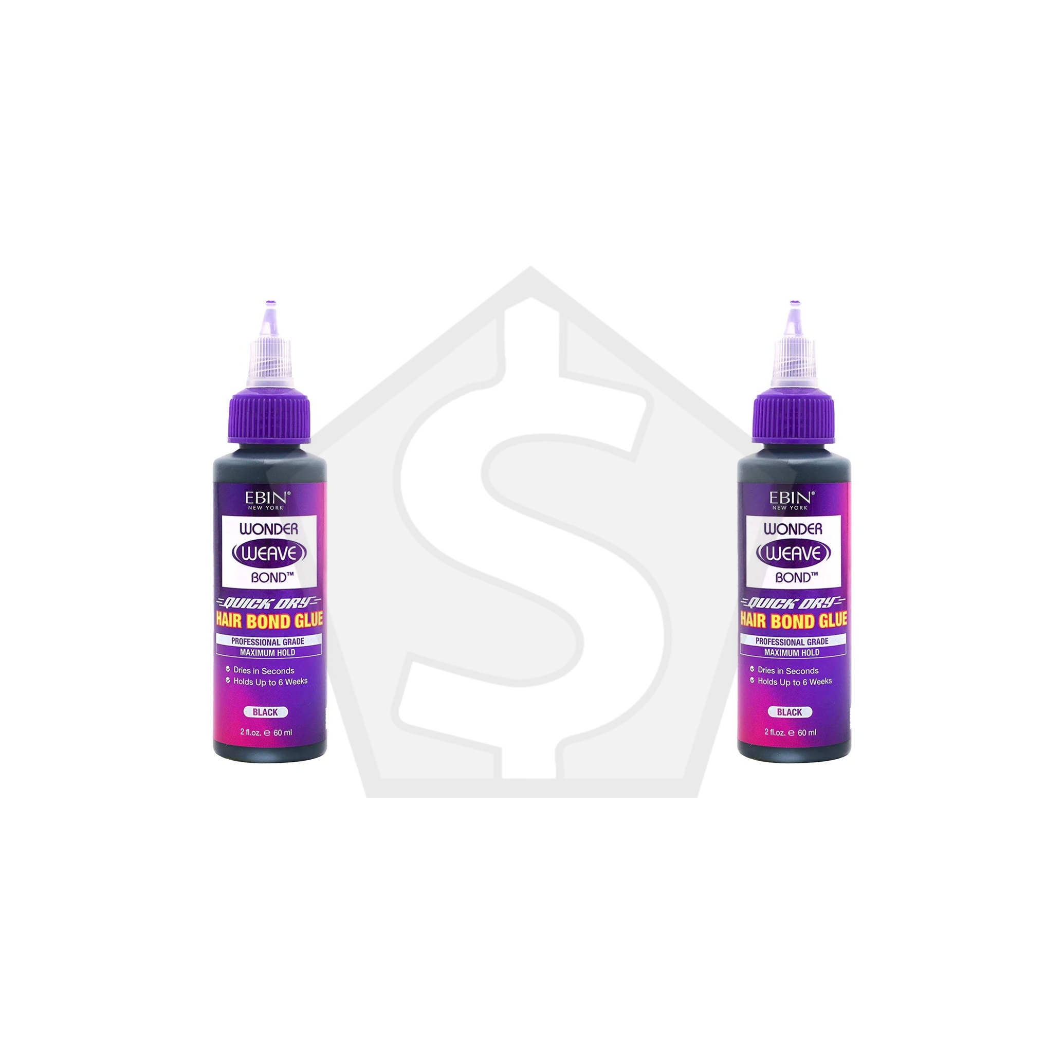 EBIN Wonder Weave Bond Hair Bond Glue [Black] - 2oz - Pack of 2