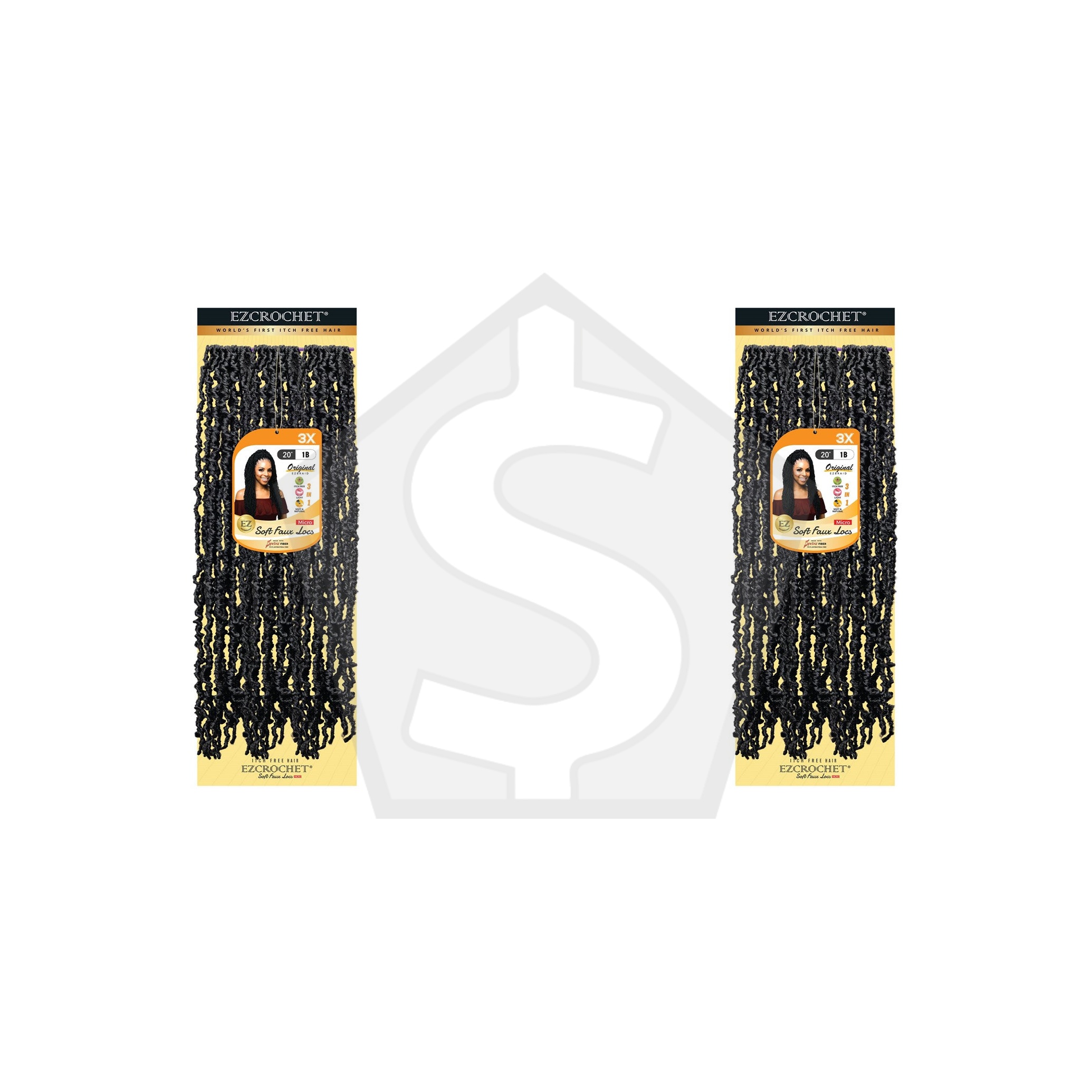 Bundle of 2 - EZBRAID Ezcrochet 3X Soft Faux Locs Braid (20inch) - 1B