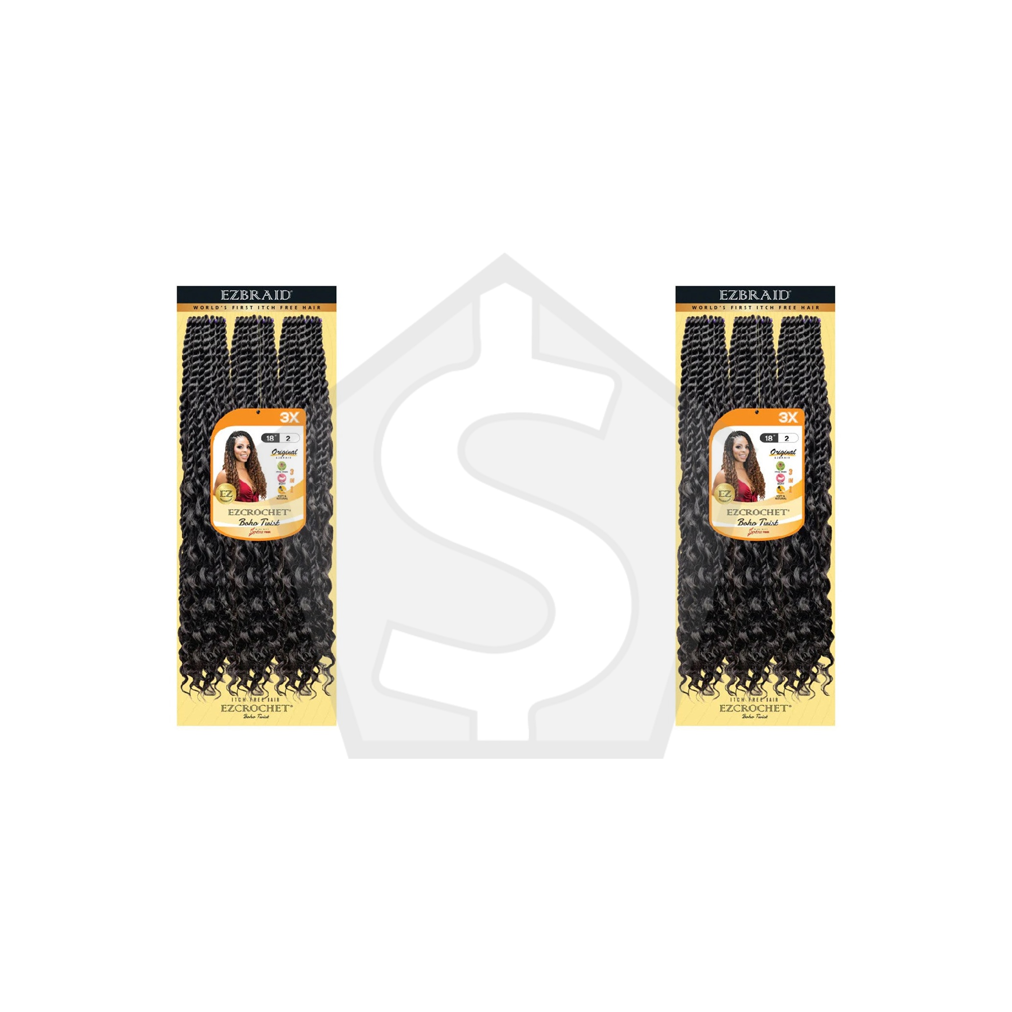 EZBRAID Ezcrochet 3X Boho Twist Braid (18inch) - 2 - Pack of 2