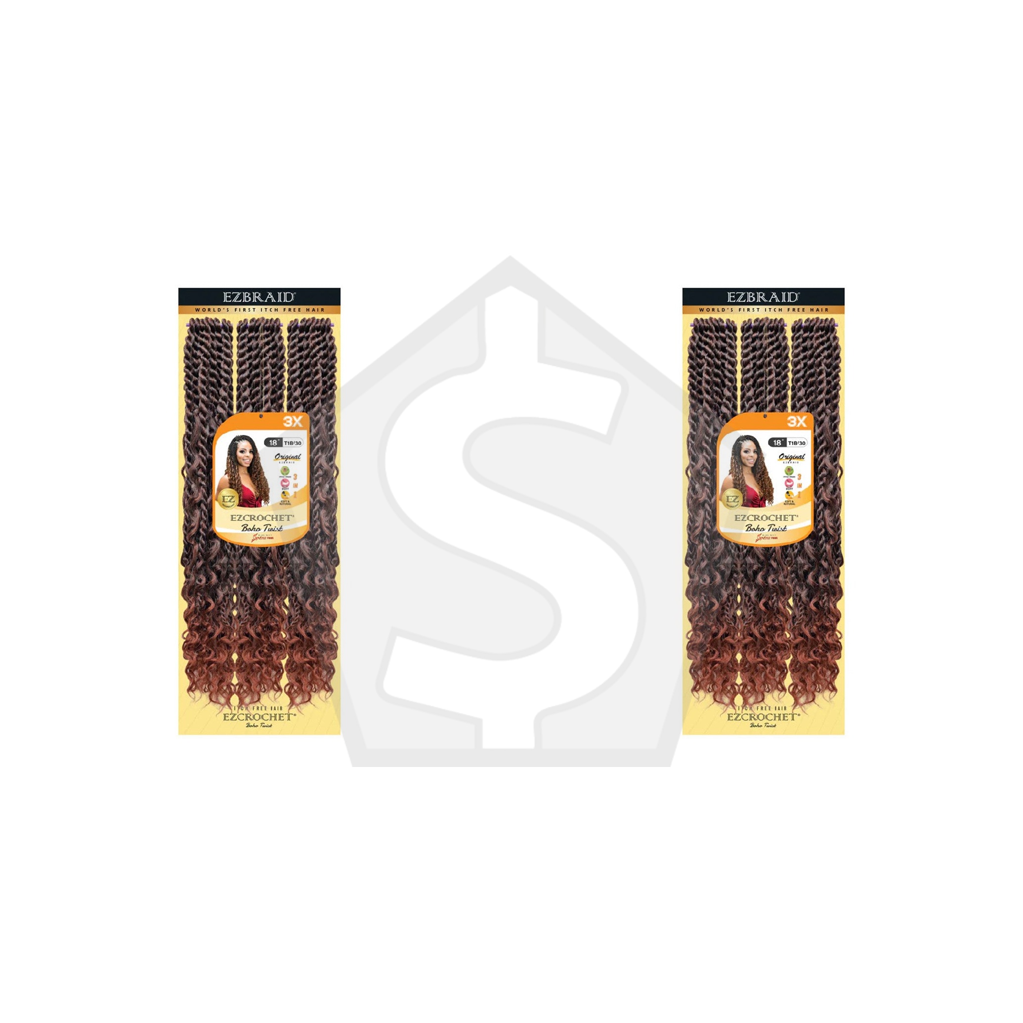 Bundle of 2 - EZBRAID Ezcrochet 3X Boho Twist Braid (18inch) - T1B/30