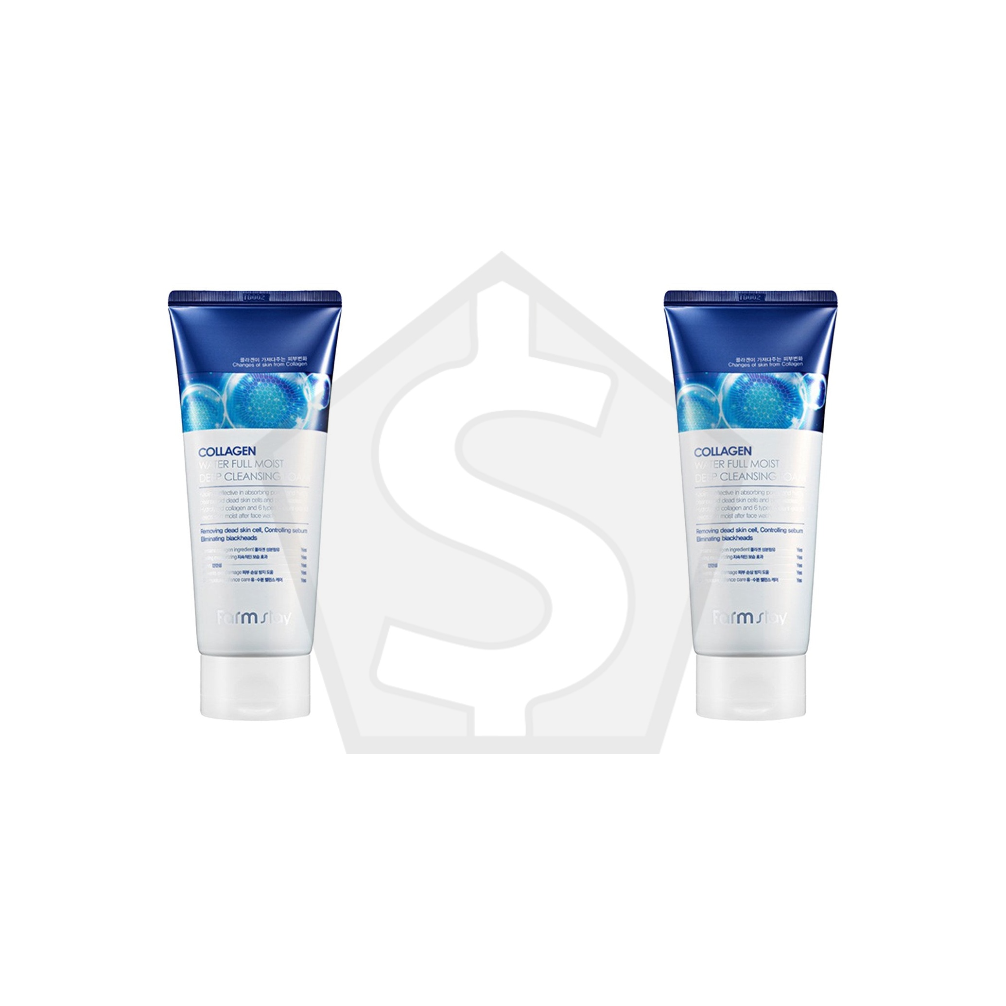 Bundle of 2 - FARMSTAY Collagen Water Full Moist Deep Cleansing Foam (180ml)