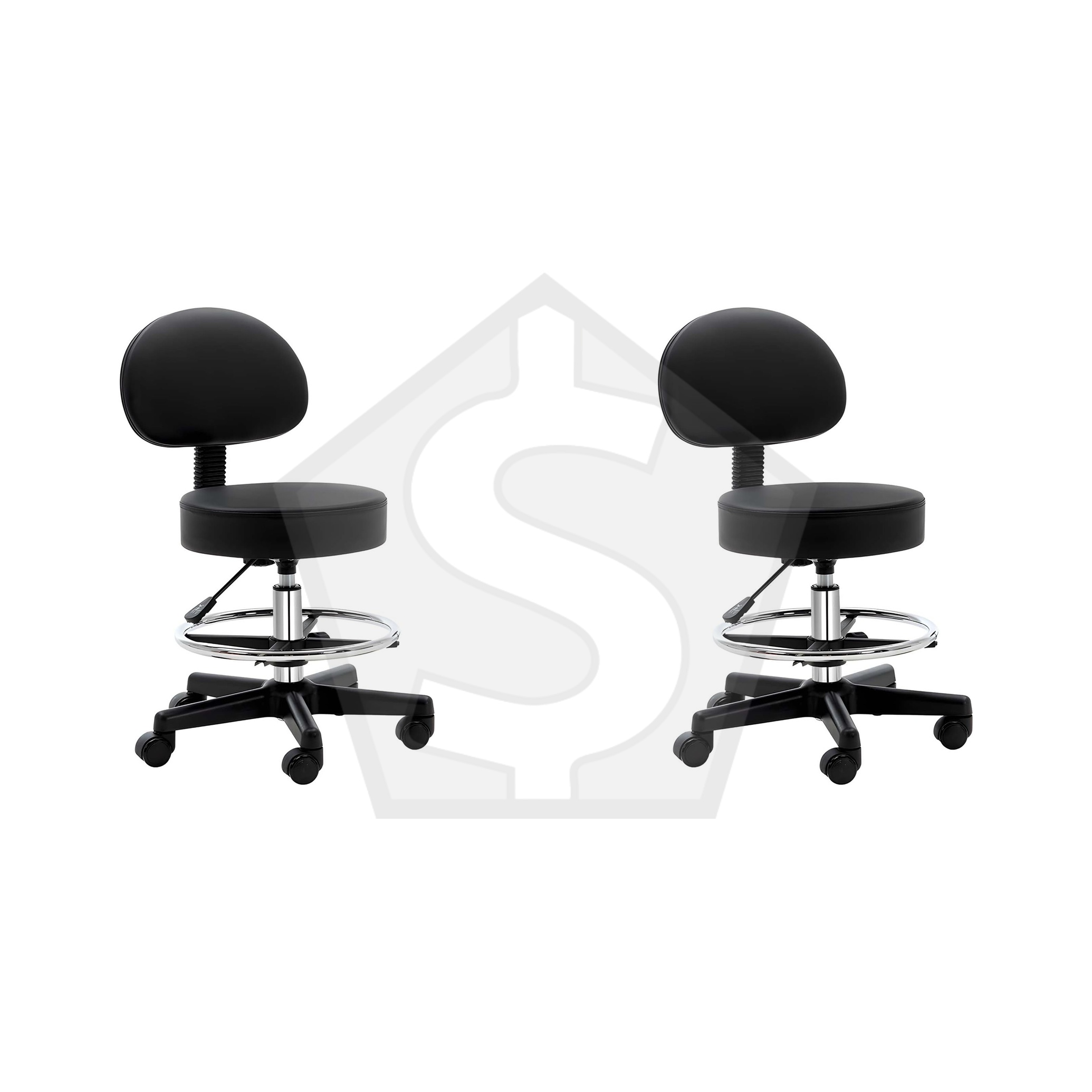 Bundle of 2 - Gen'C Beauty Salon Stool with Back Support Foot Rest