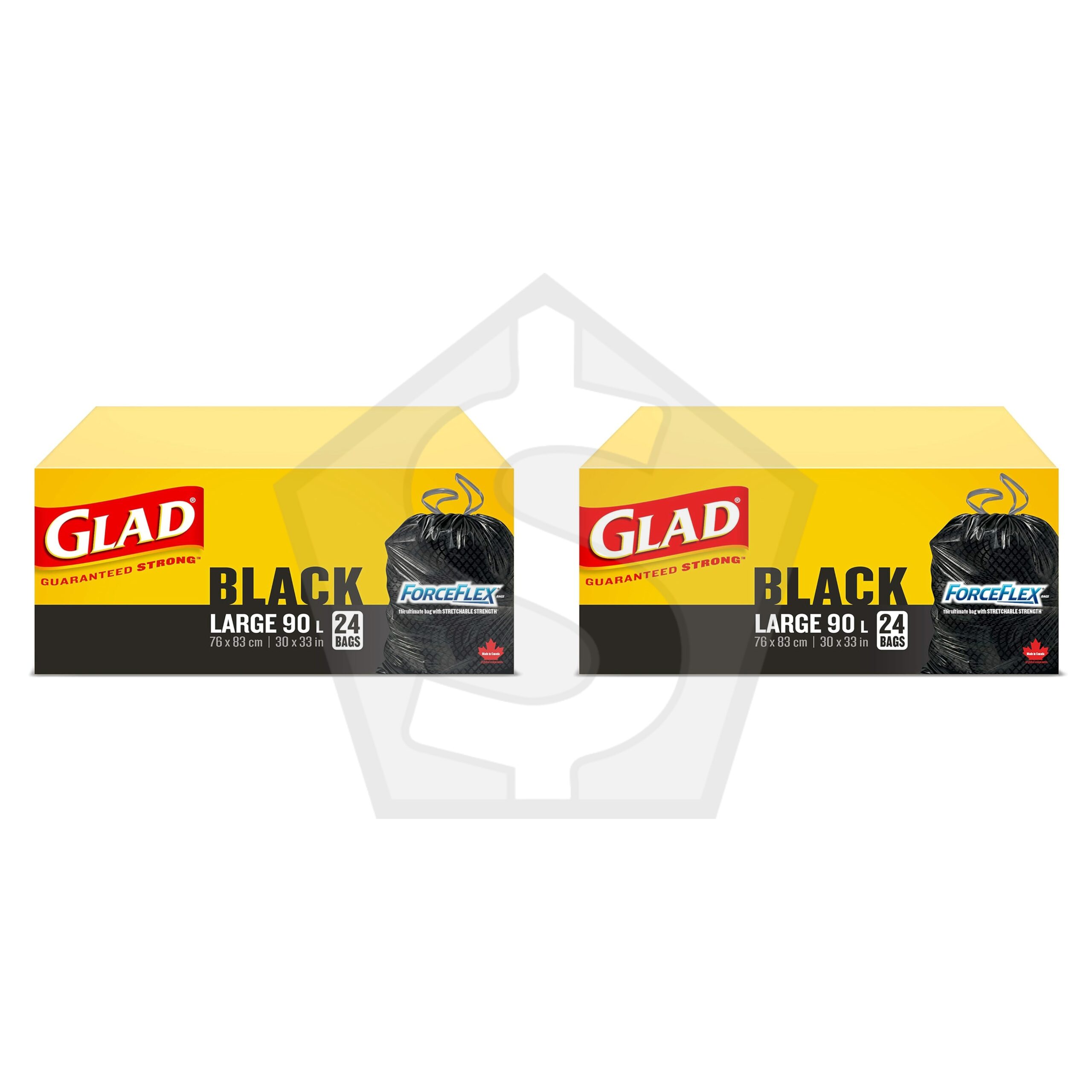 Bundle of 2 - GLAD Black Garbage Bag Force Flex Drawstring - Large (24 Bags)