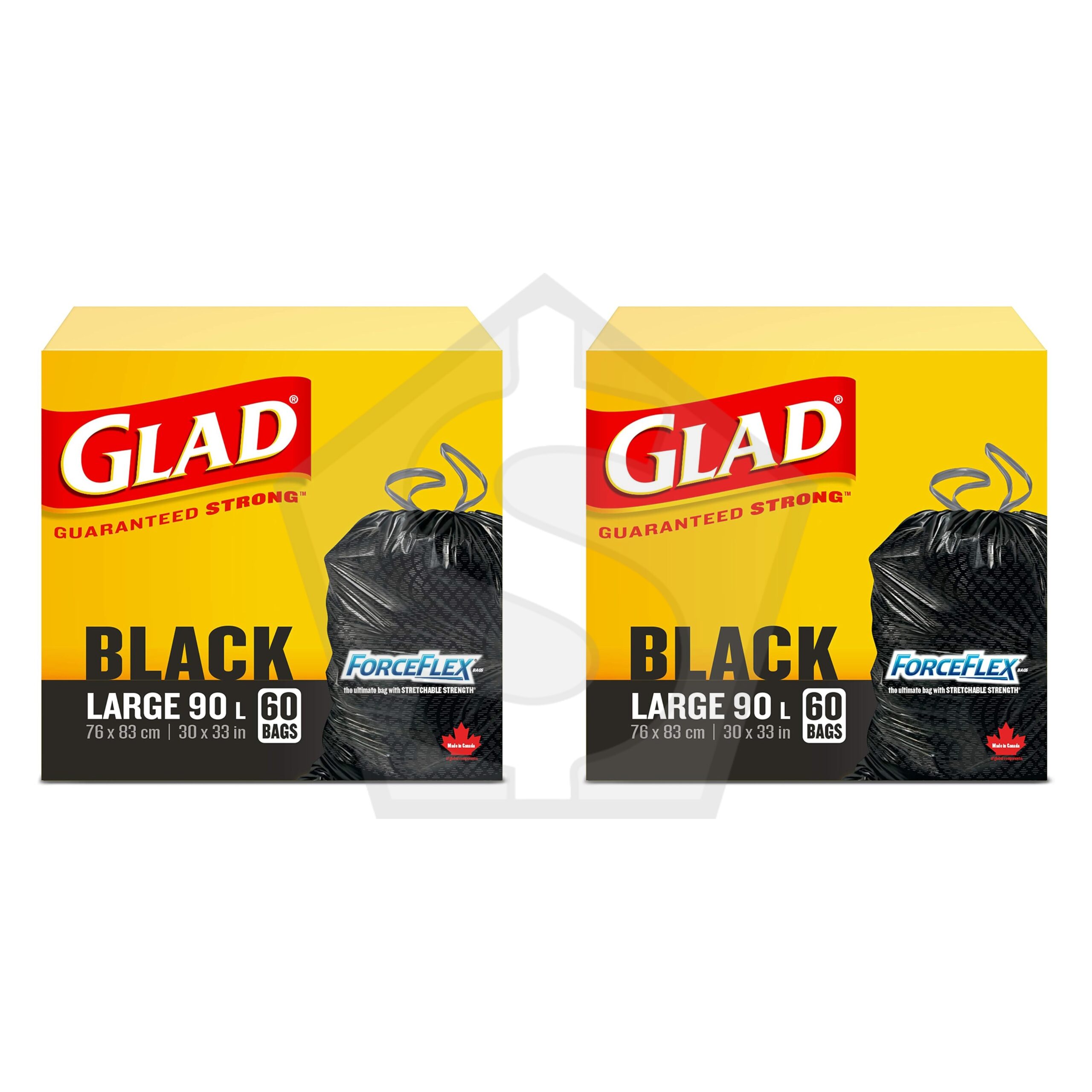 Bundle of 2 - GLAD Black Garbage Bag Force Flex Drawstring - Large (60 Bags)