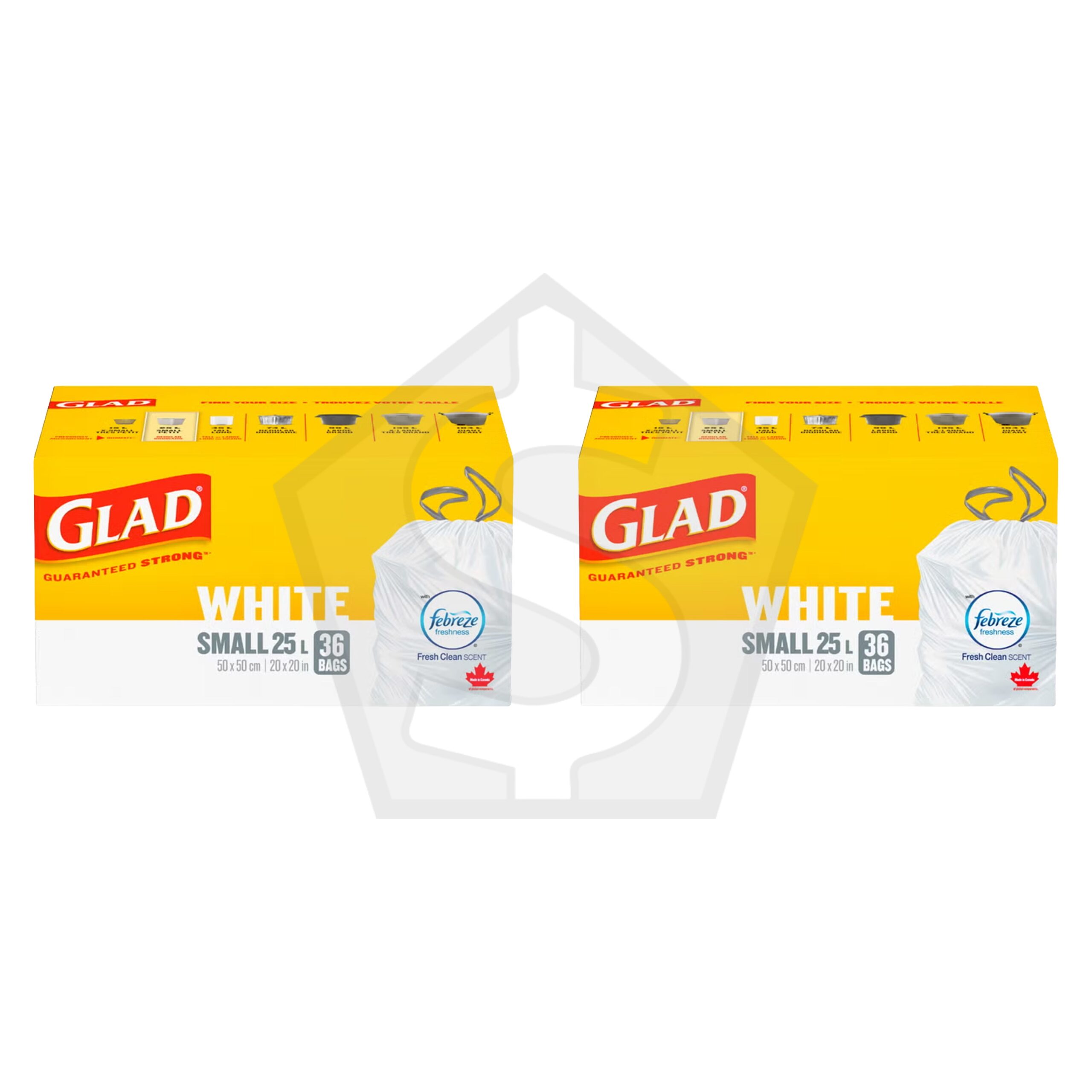 Bundle of 2 - GLAD White Garbage Bag Drawstring - Small (36 Bags)