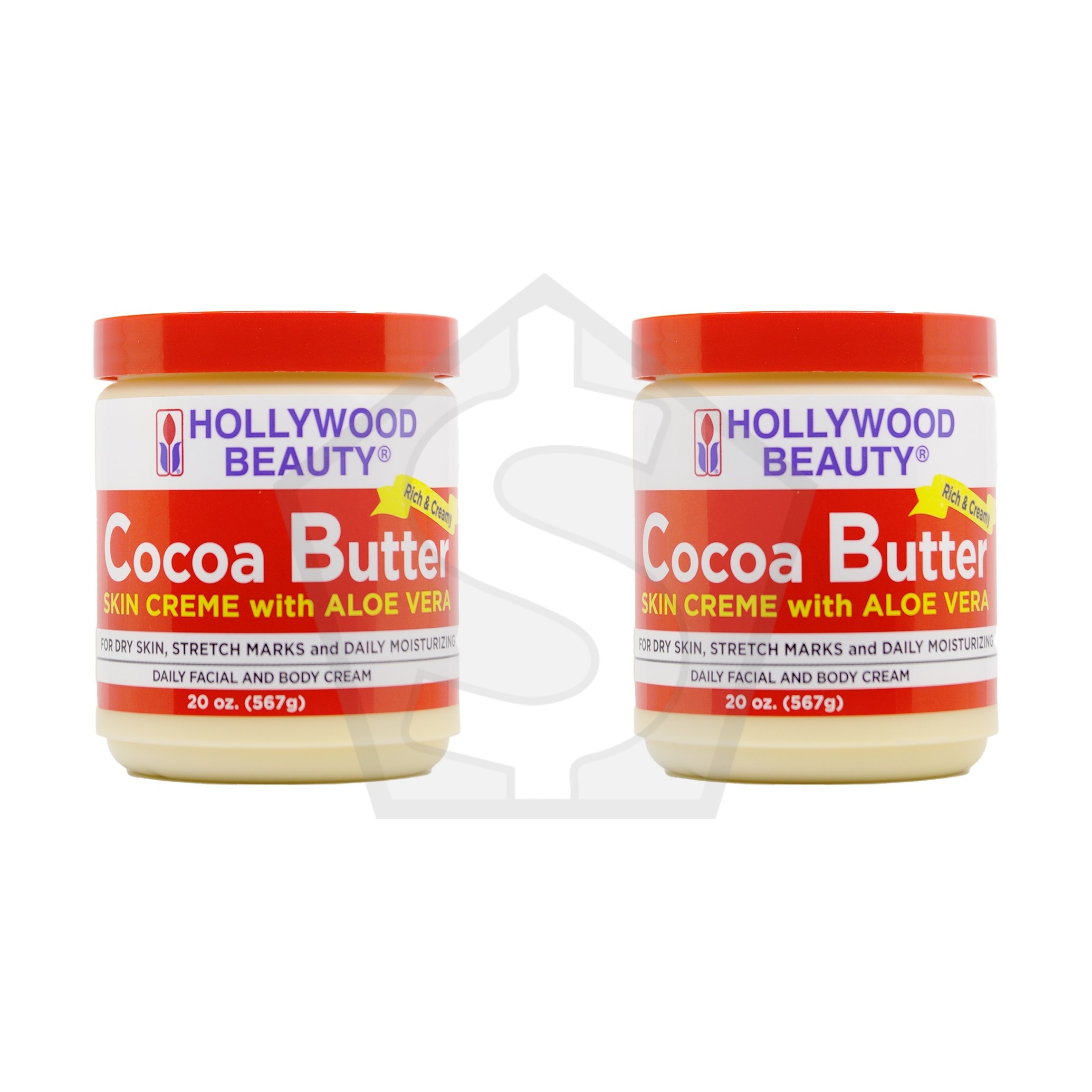 Bundle of 2 - HOLLYWOOD BEAUTY Cocoa Butter Creme with Aloe Vera (20oz)