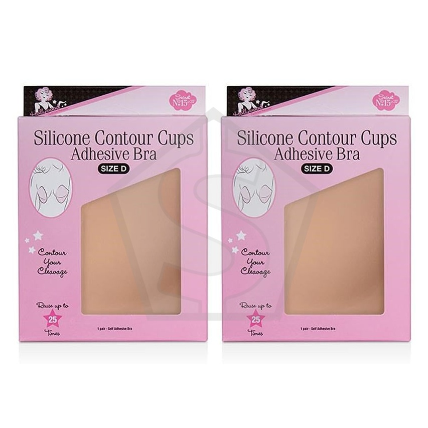HOLLYWOOD FASHION SECRETS Silicone Contour Cups Adhesive Bra [1Pair] - Size D - Pack of 2