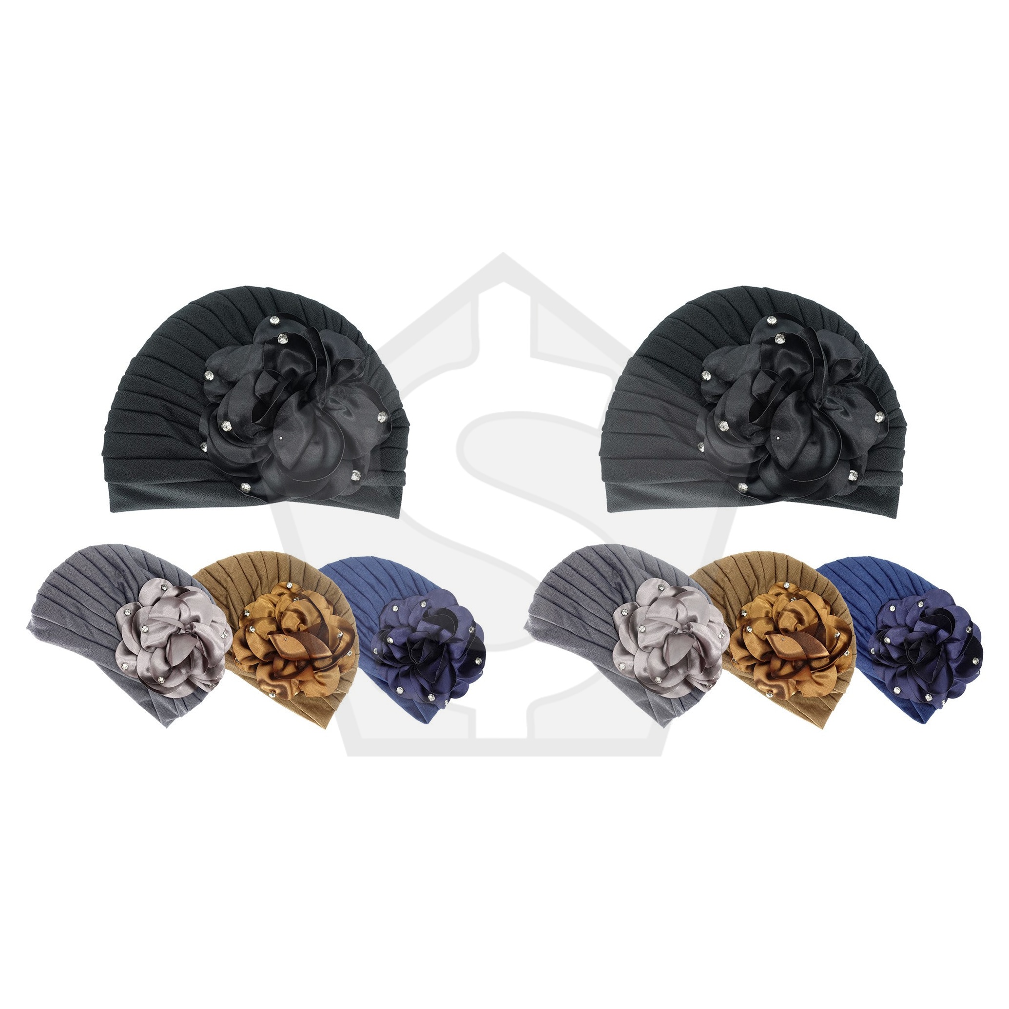 Bundle of 2 - INTERVISION Fashion Turban Head Wrap 60070 #Rhinestone