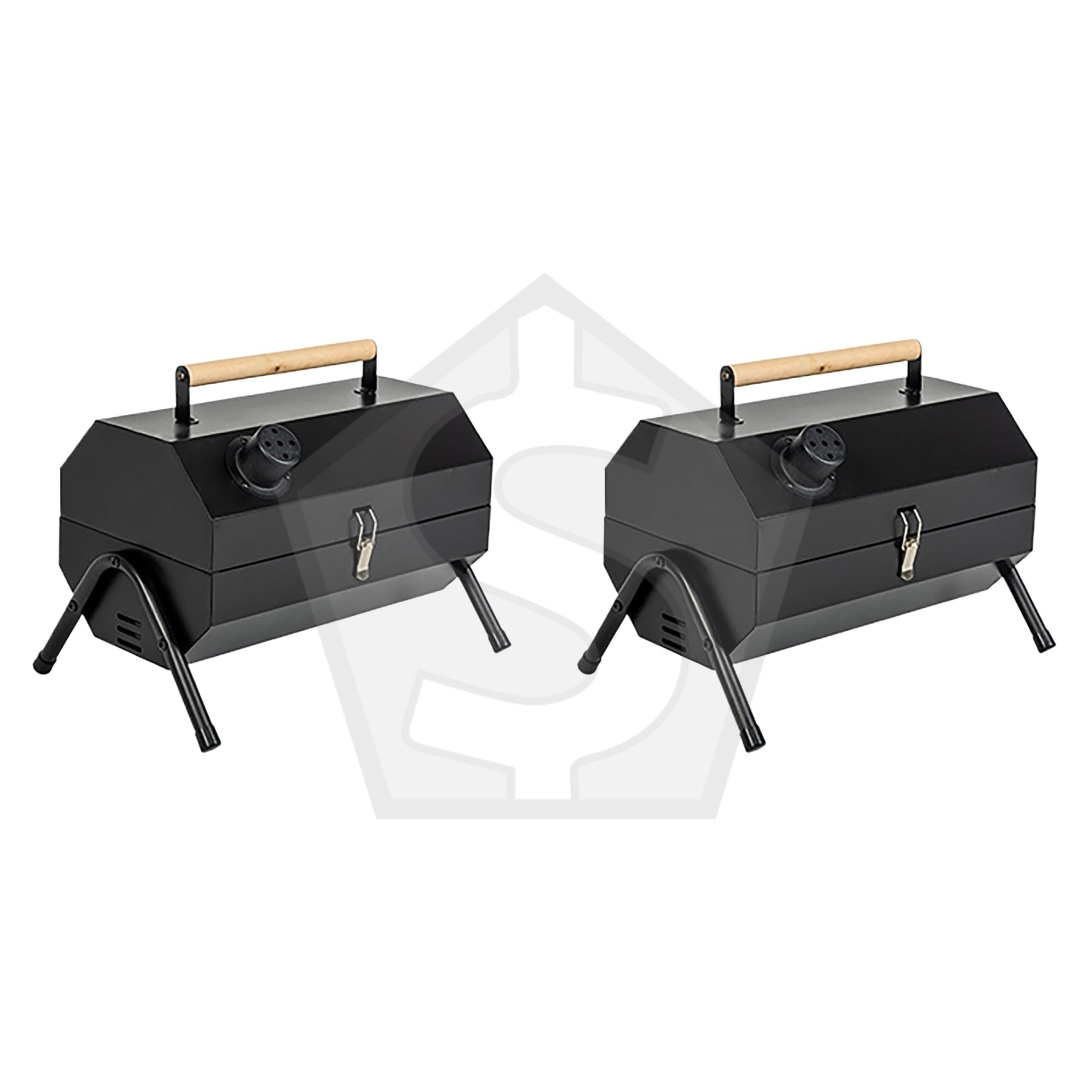 Bundle of 2 - Saldnes Octagon Double Sided Portable Barbeque Grill-Black