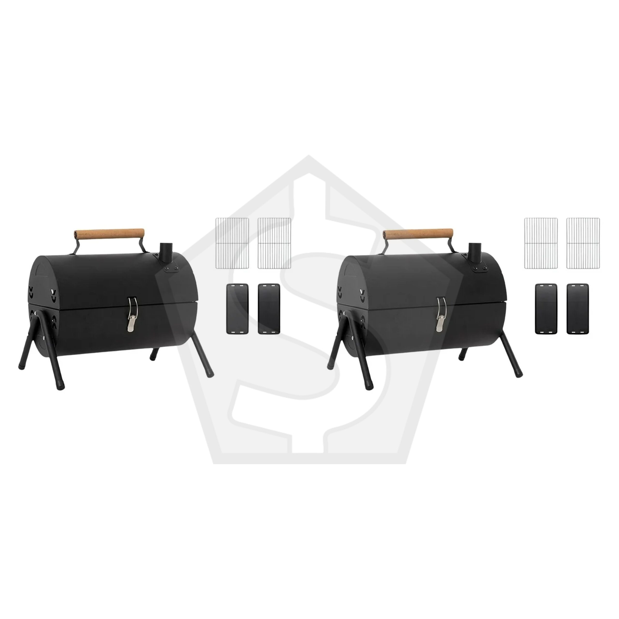 Intervision Double Sided Portable Barbeque Grill - Black - Pack of 2