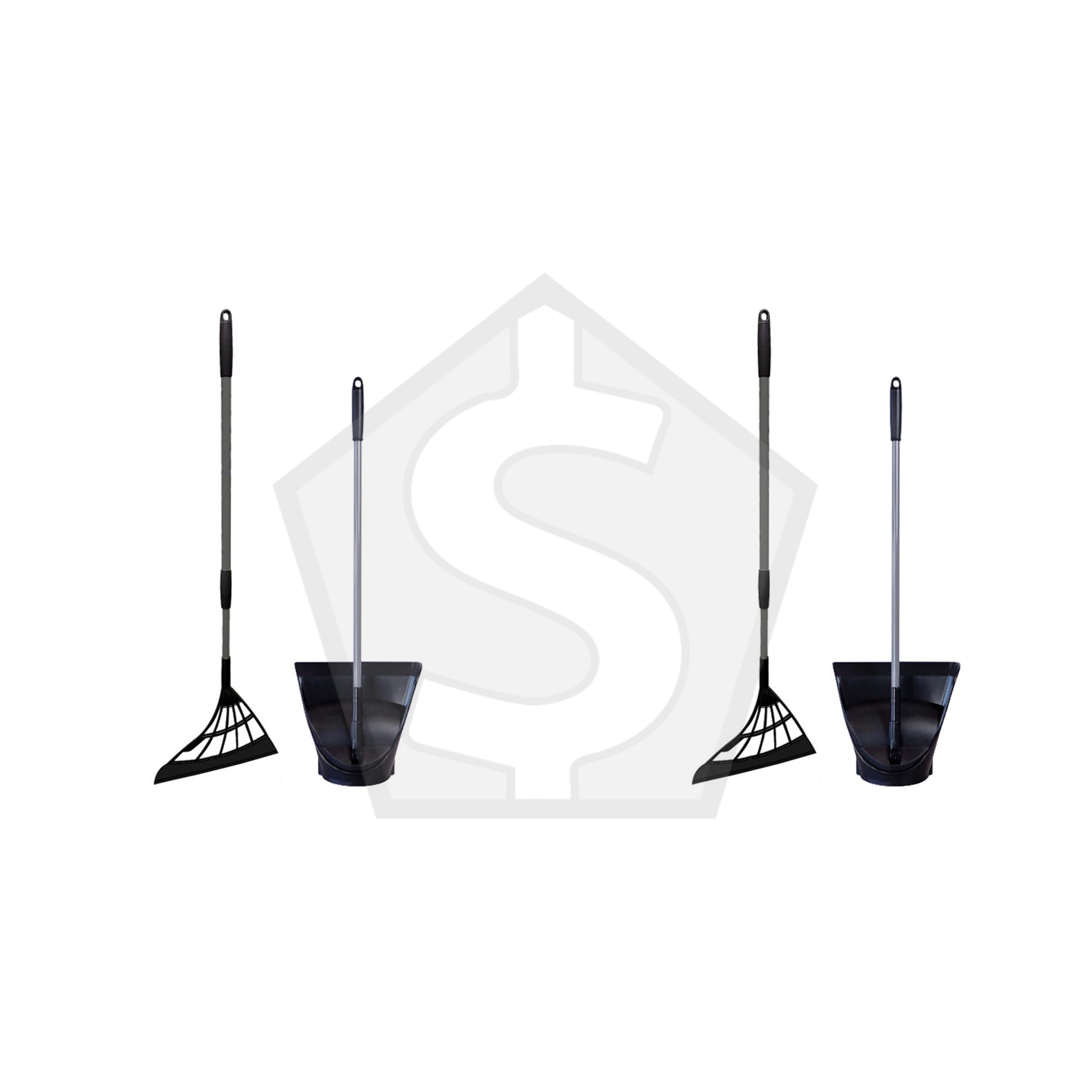 Bundle of 2 - 3JALBI Broom and Dust Pan Combo - Black