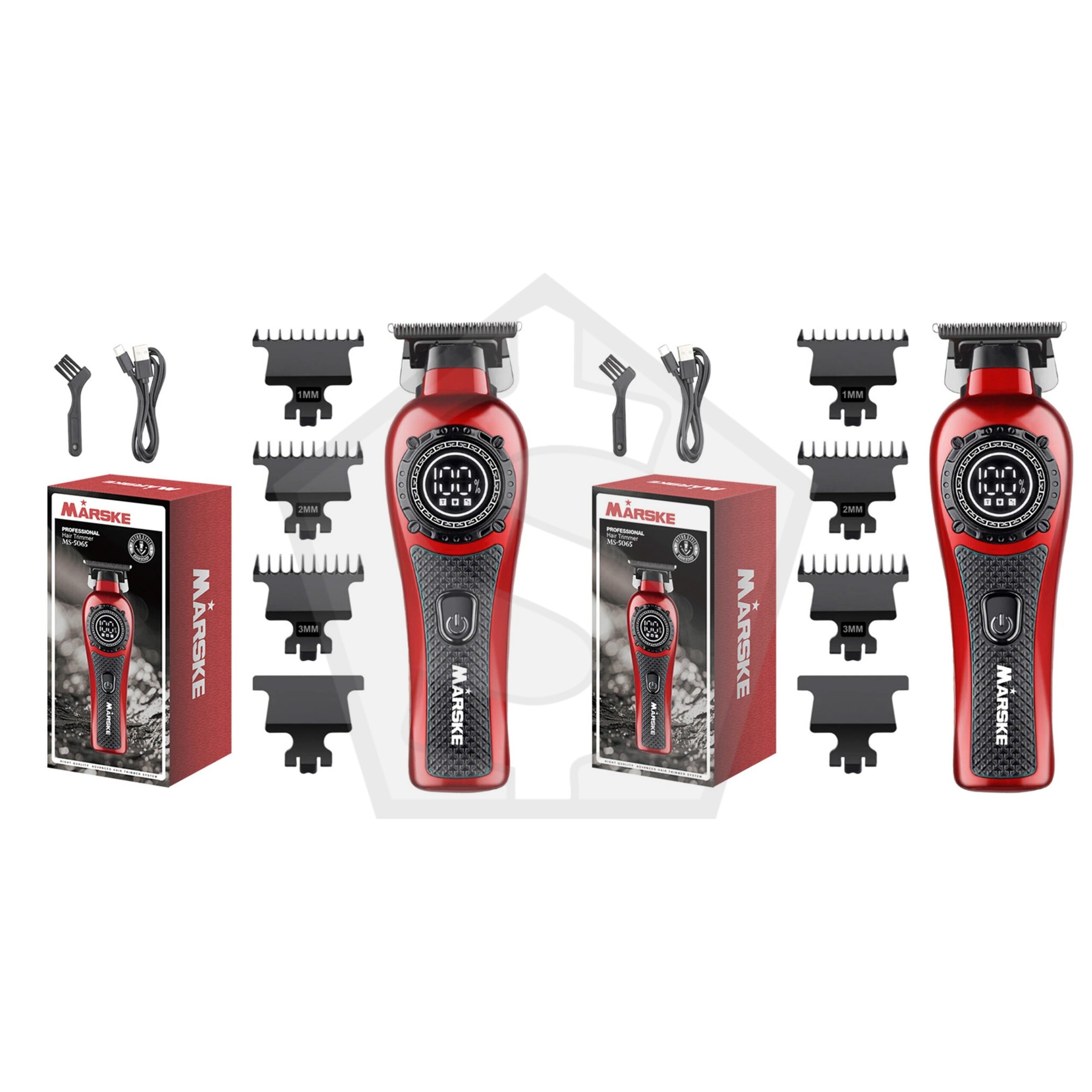 MARSKE Professional Wireless Trimmer - Red - Pack of 2