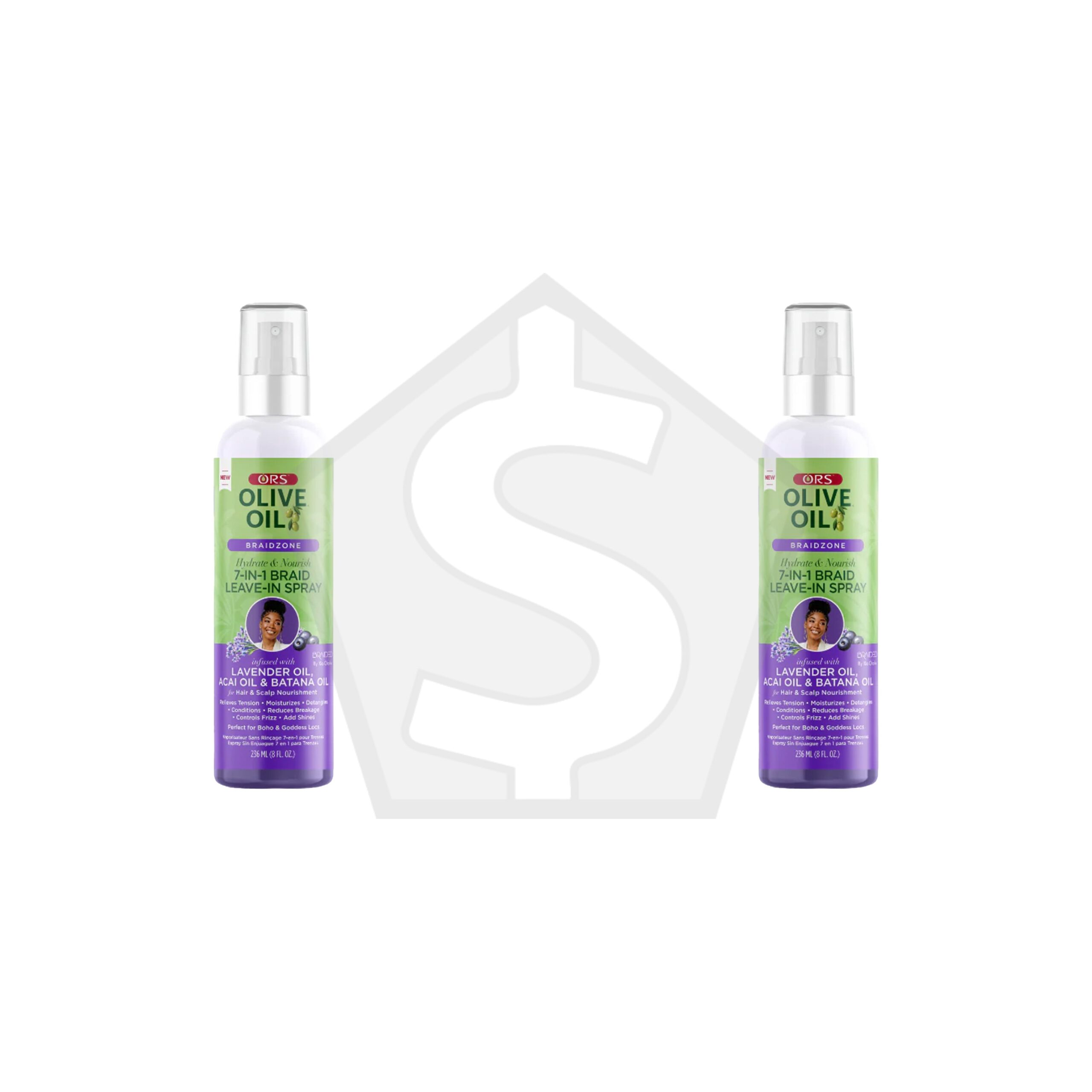 ORS Olive Oil Braidzone 7 In1 Braid Leave In Spray (8oz) - Pack of 2