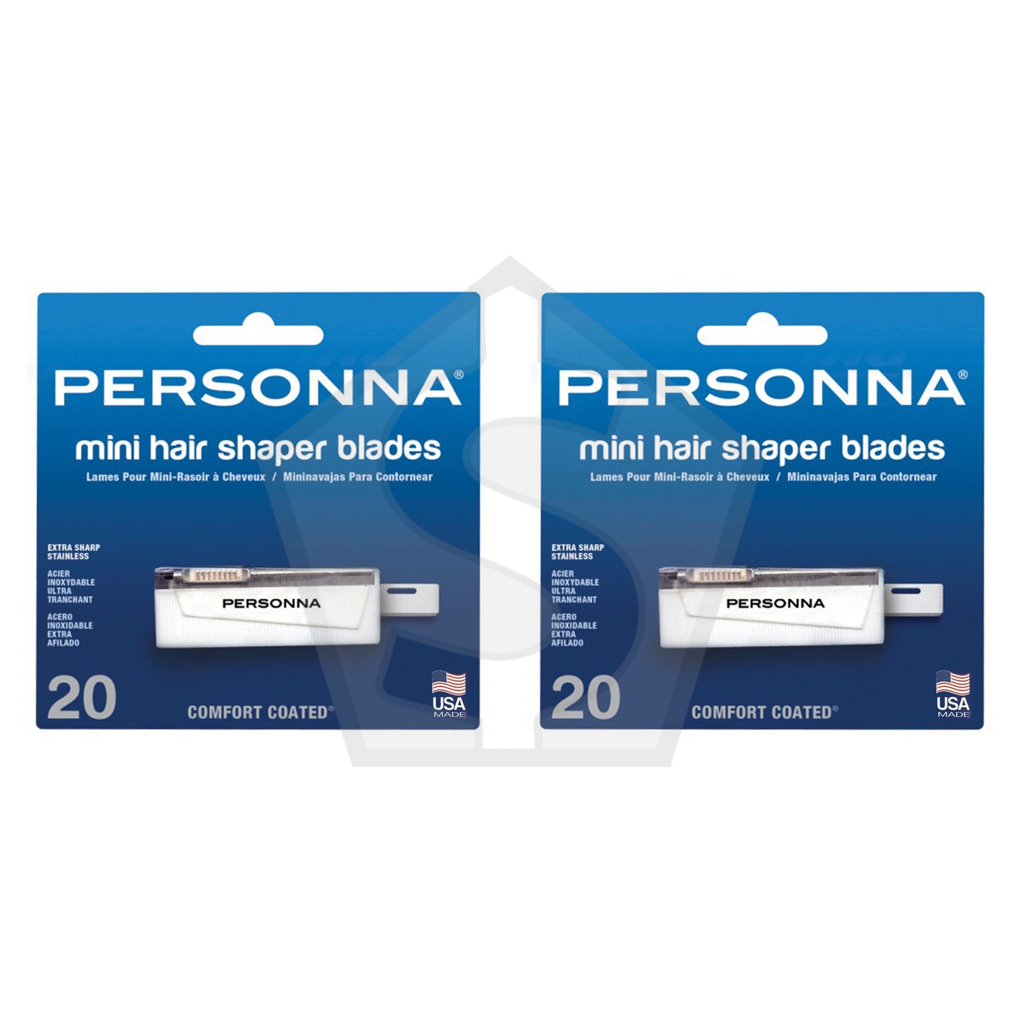 Bundle of 2 - PERSONNA Mini Hair Shaper Blades [1 Dispenser of 20 Blades]