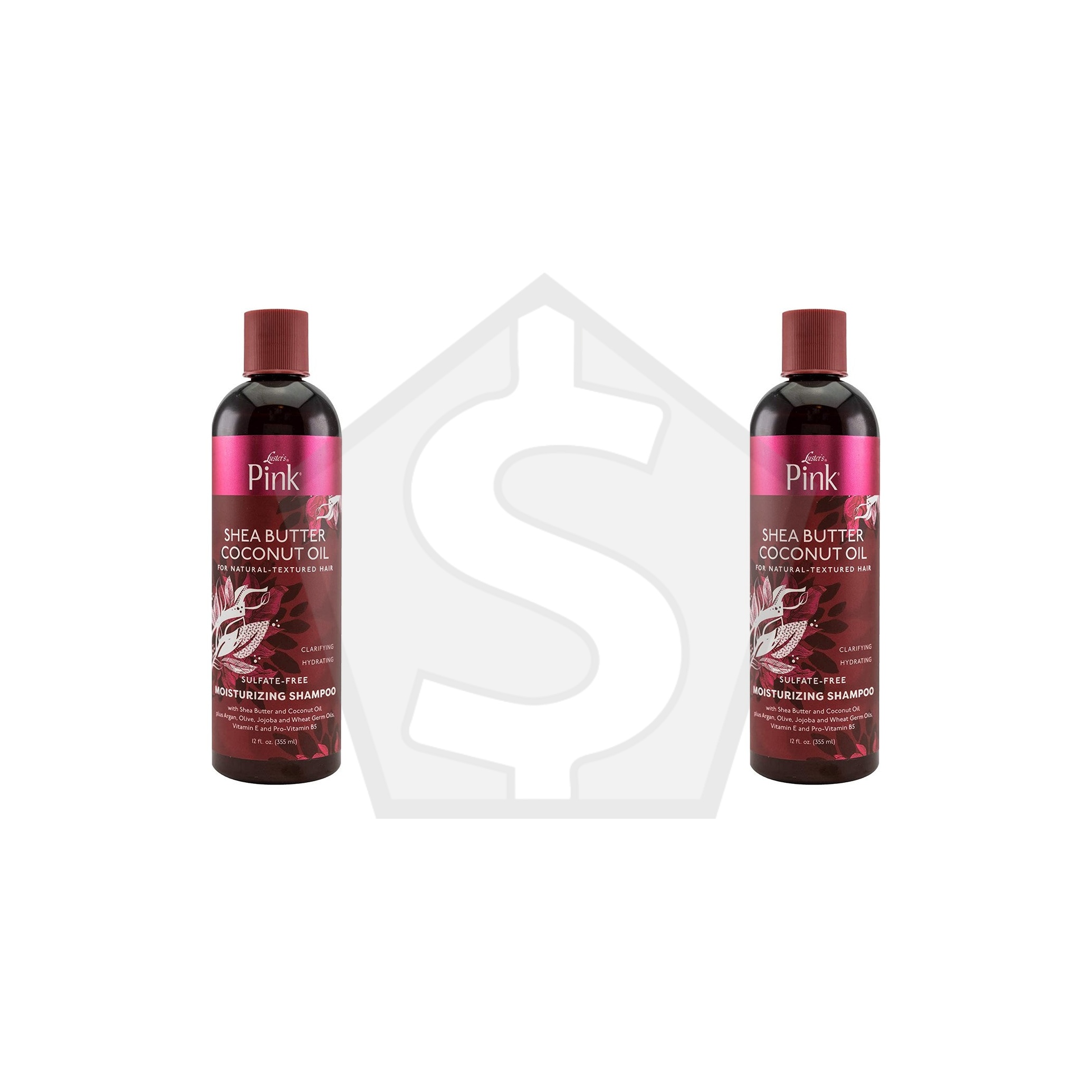 Bundle of 2 - PINK Shea Butter Coconut Oil Sulfate-Free Moisturizing Shampoo (12oz)