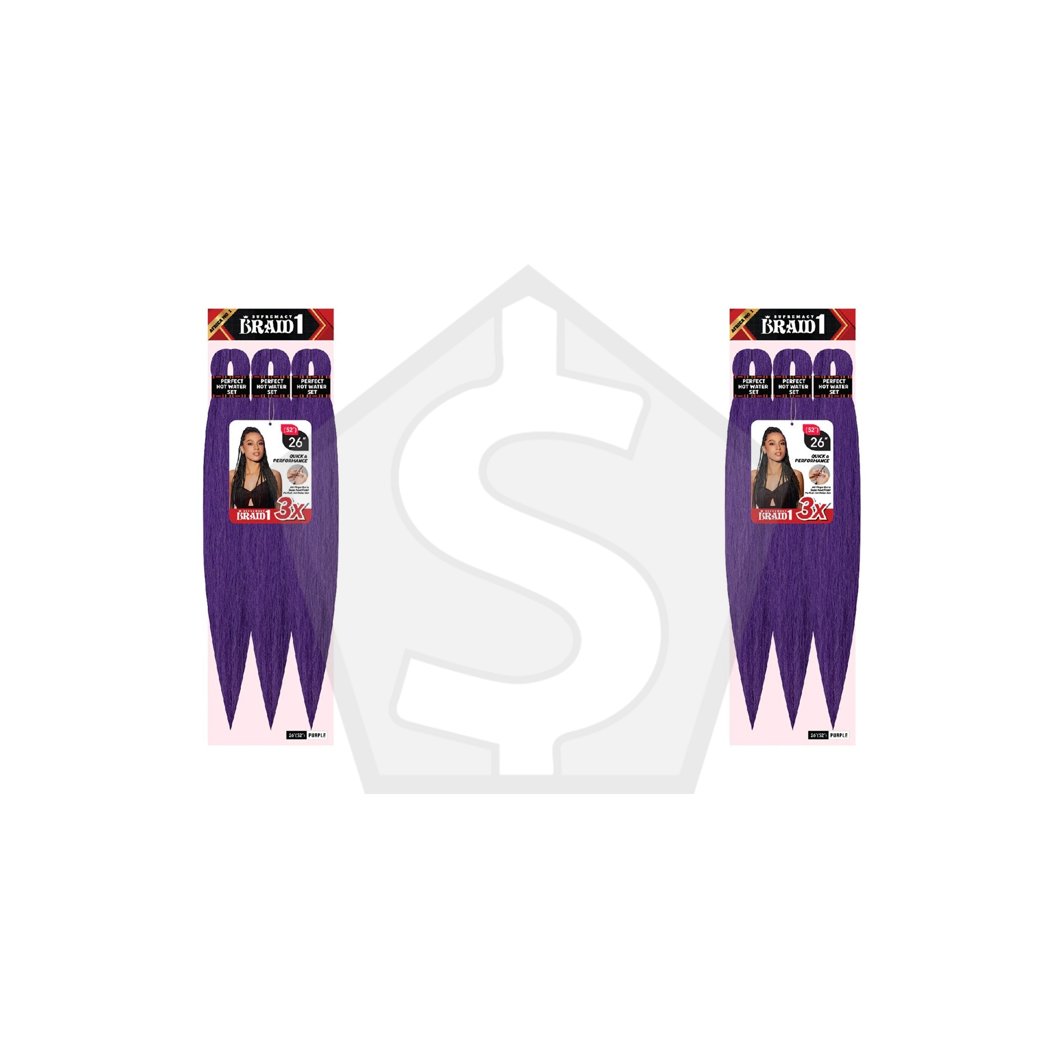 SUPREMACY BRAID1 3X Pre-Stretched Braid (26inch) - Purple - Pack of 2