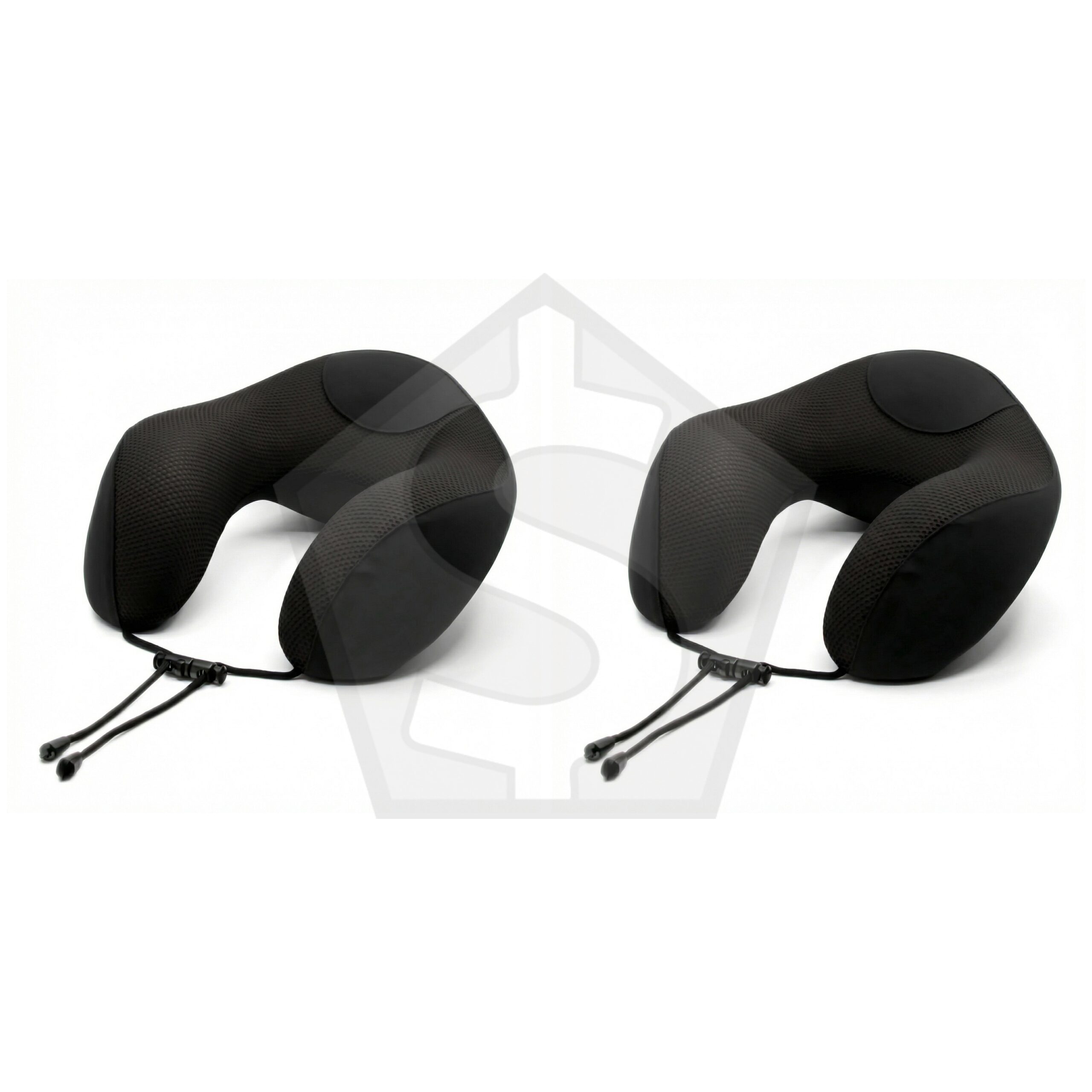 Bundle of 2 - Intervision Cool Mesh Memory Foam Travel Pillow - Black