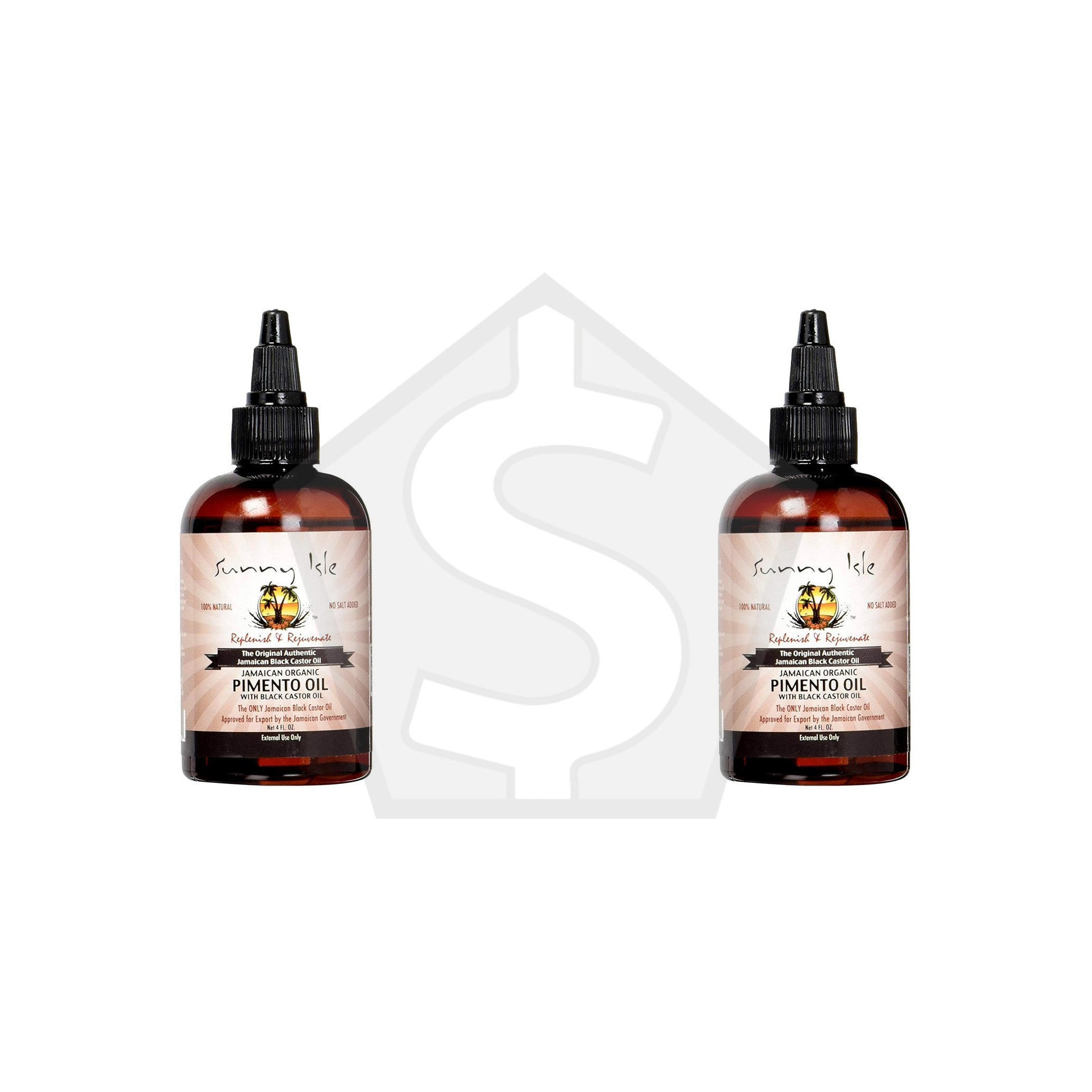 SUNNY ISLE Jamaican Organic Pimento Oil with Black Castor Oil (4oz) - Pack of 2