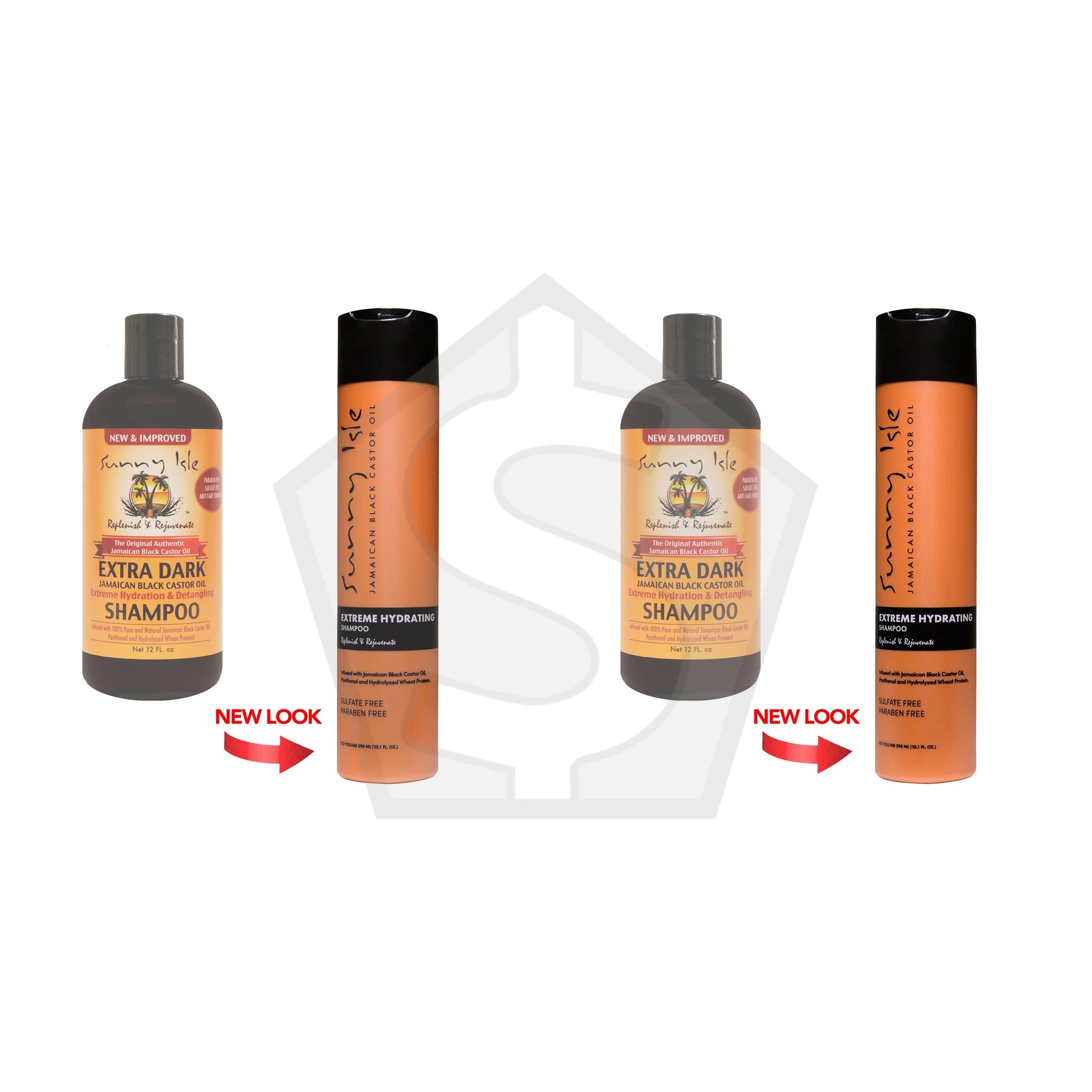 SUNNY ISLE Jamaican Black Castor Oil Shampoo [Extra Dark] (12oz) - Pack of 2