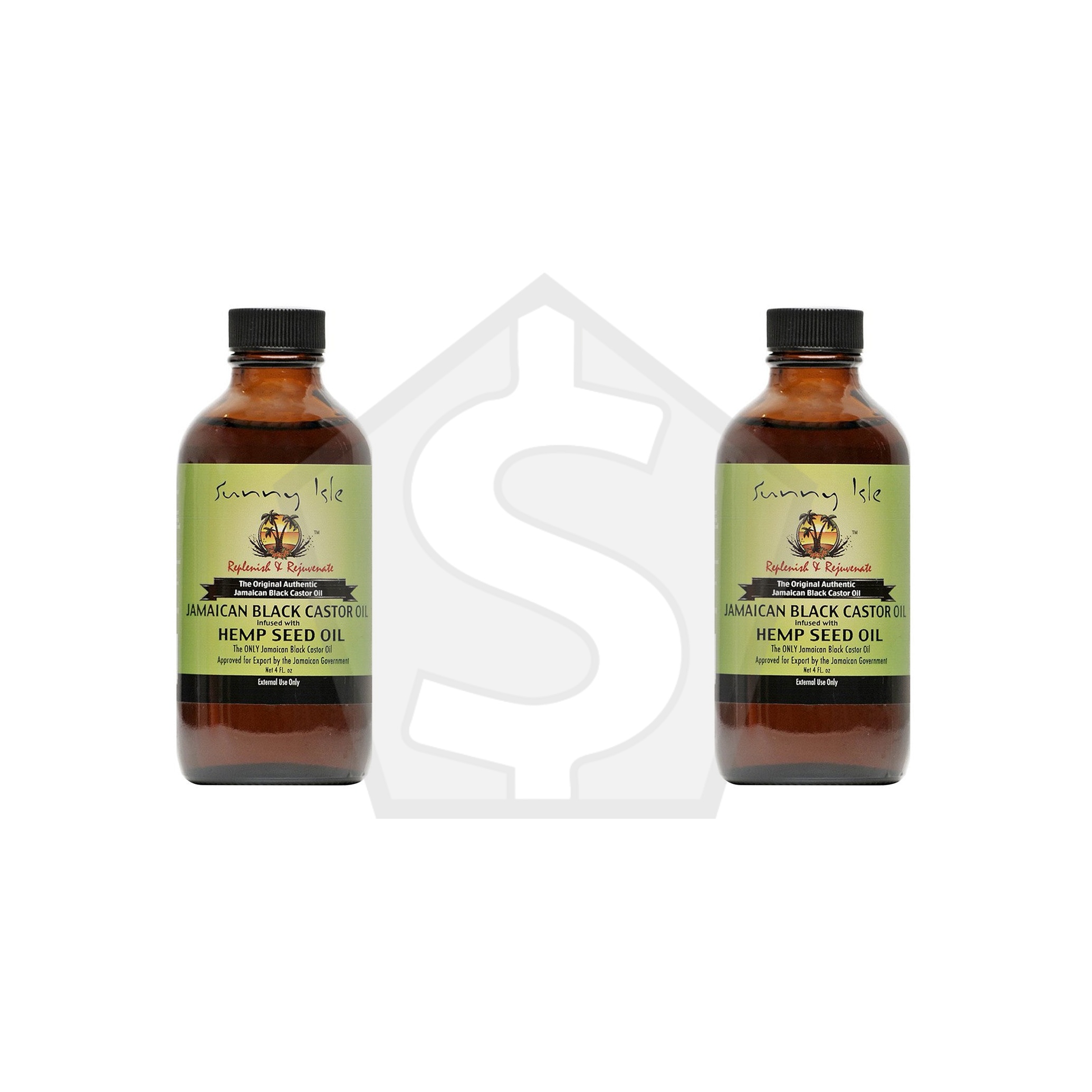 Bundle of 2 - SUNNY ISLE Jamaican Black Castor Oil - 4oz / Hemp Seed Oil