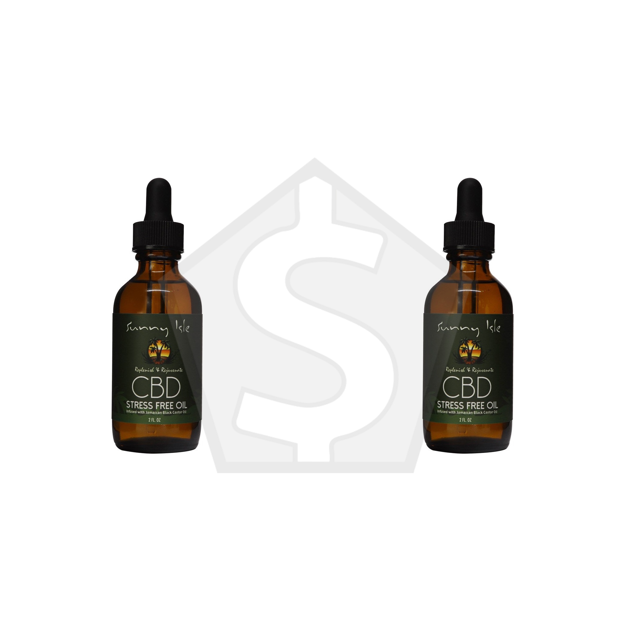 Bundle of 2 - SUNNY ISLE Jamaican Black Castor CBD Stress Free Oil (2oz)