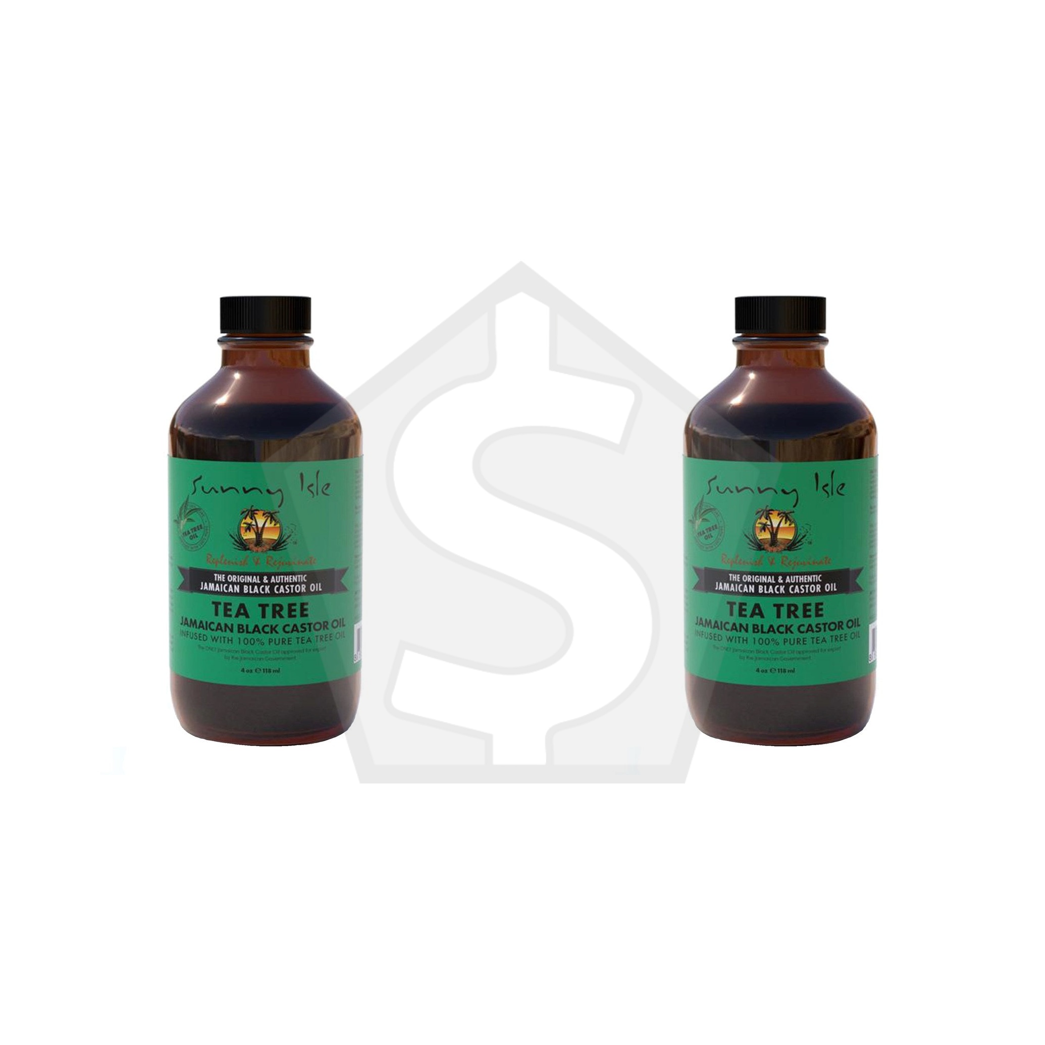Bundle of 2 - SUNNY ISLE Jamaican Black Castor Oil - 4oz / Tea Tree