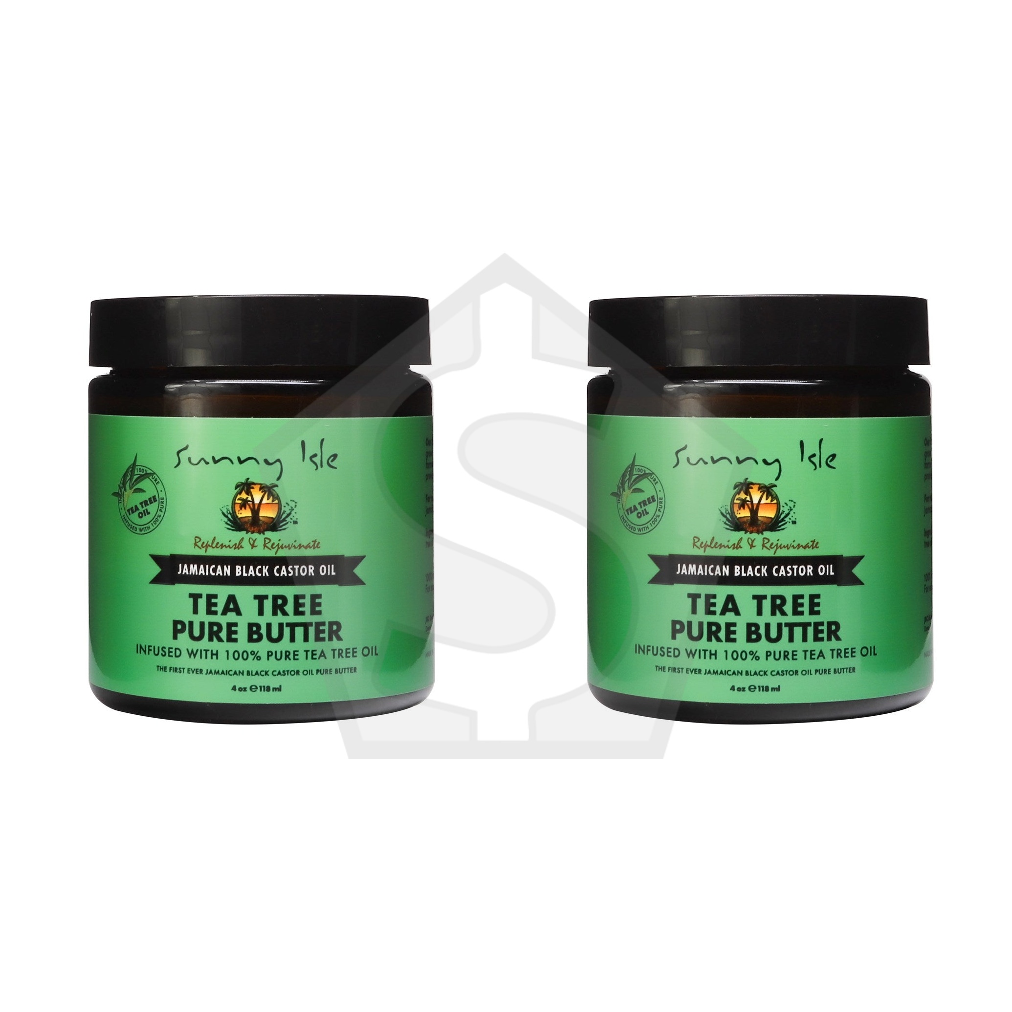 SUNNY ISLE Jamaican Black Castor Oil Pure Butter - 4oz / Tea Tree - Pack of 2