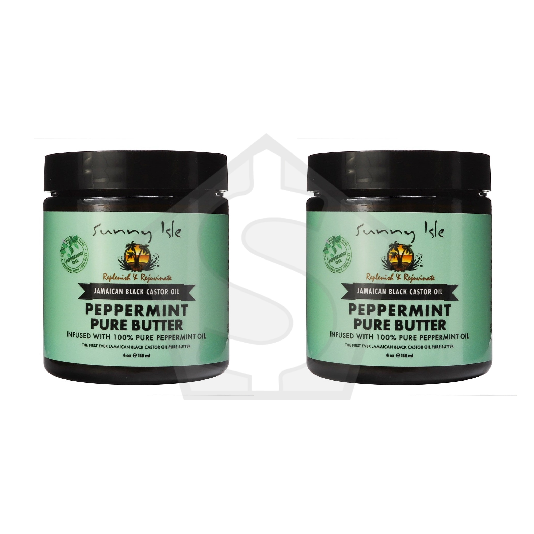 SUNNY ISLE Jamaican Black Castor Oil Pure Butter - 4oz / Peppermint - Pack of 2